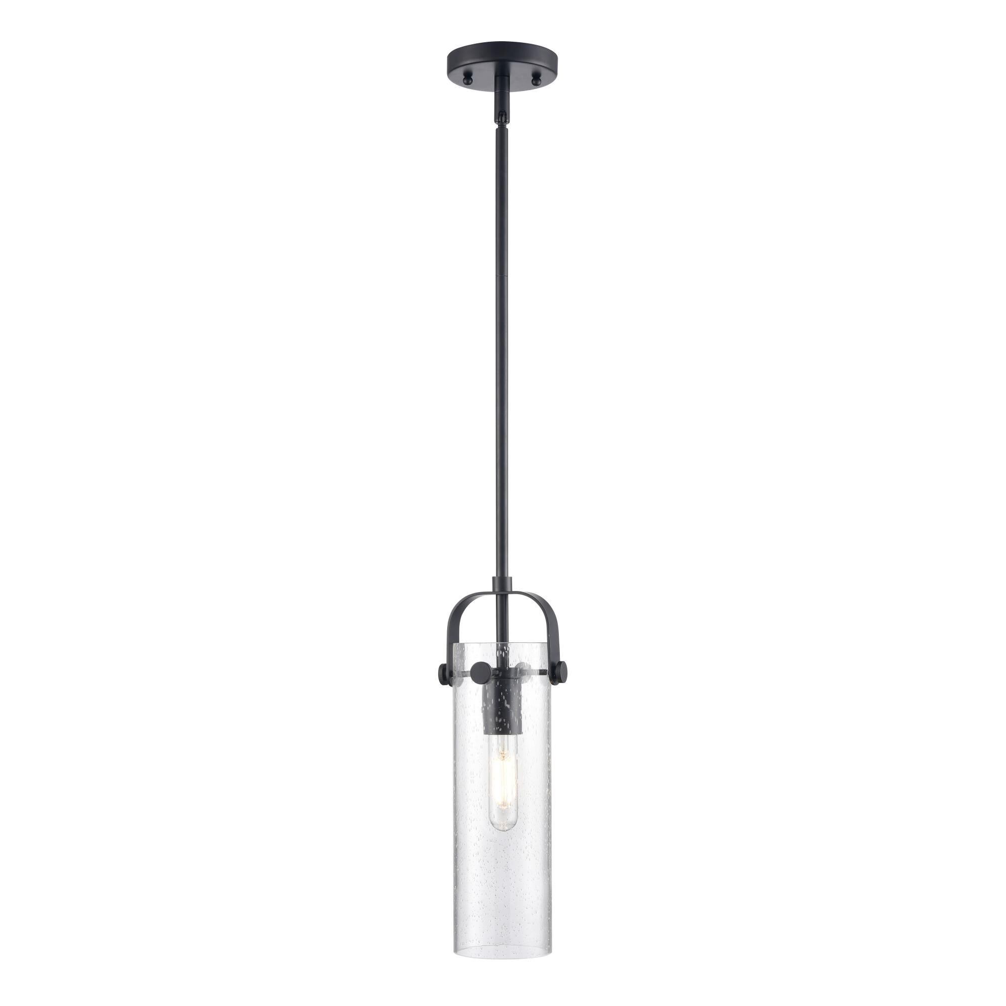 Shown in Matte Black finish and Seedy glass and Seedy Glass shade