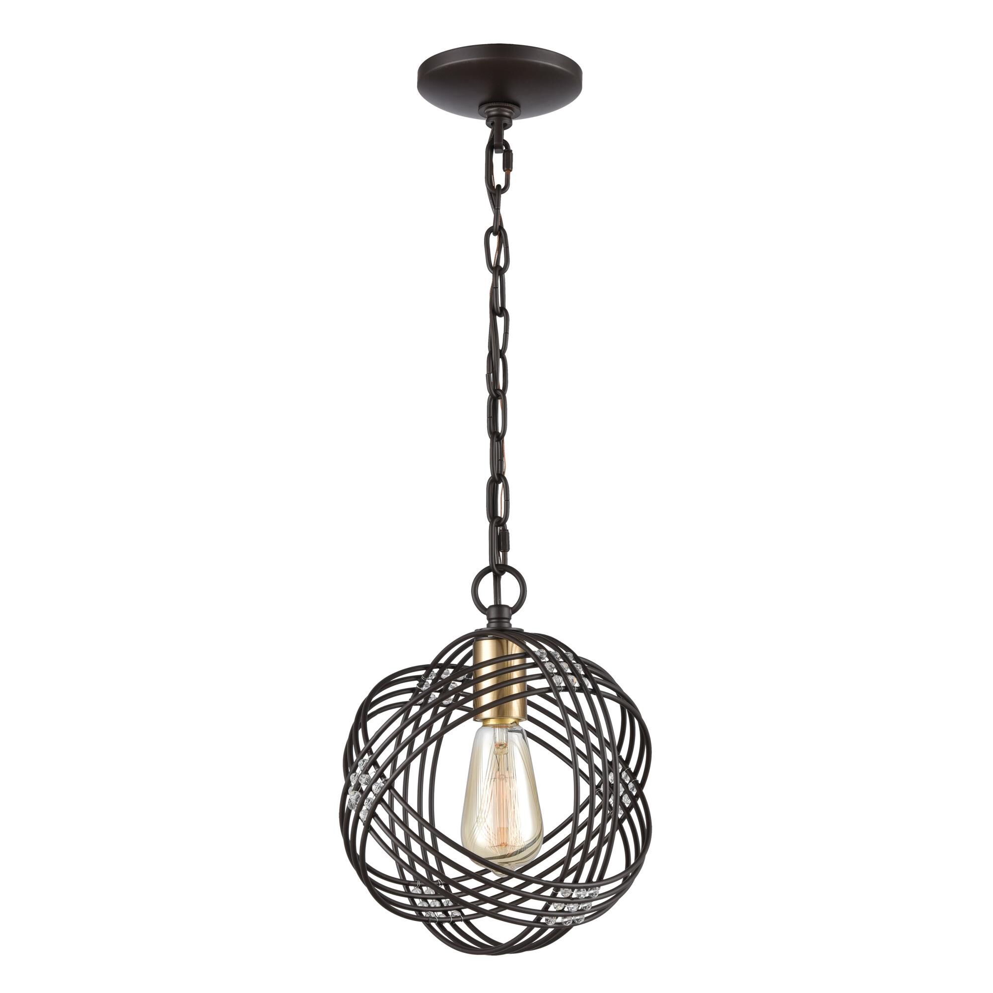 Shown in Oil Rubbed Bronze-Satin Brass finish and Clear Crystal Beads glass