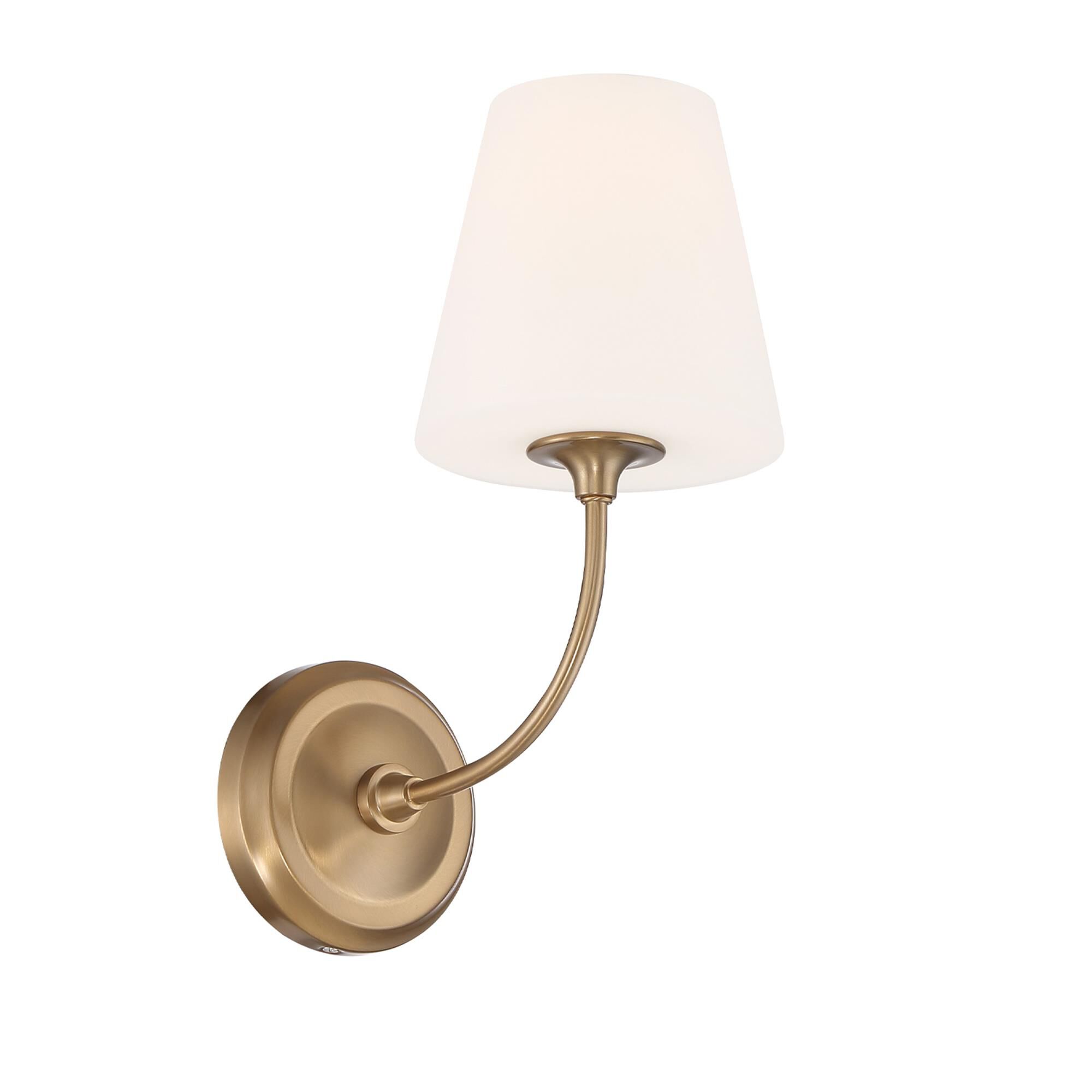 Shown in Vibrant Gold finish and Glass glass and White shade