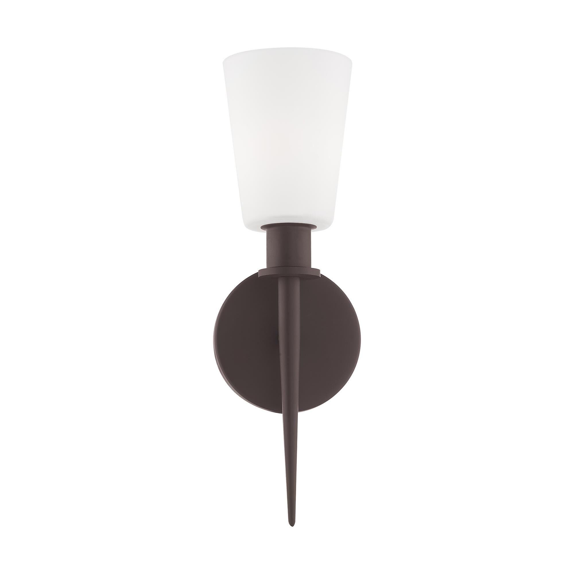 Shown in Bronze finish and Hand Blown Opal White glass