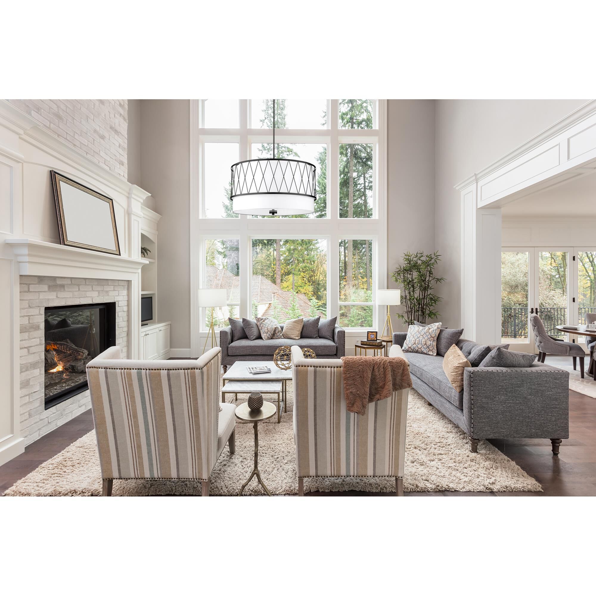 Shown in Matte Black finish and White glass and White shade