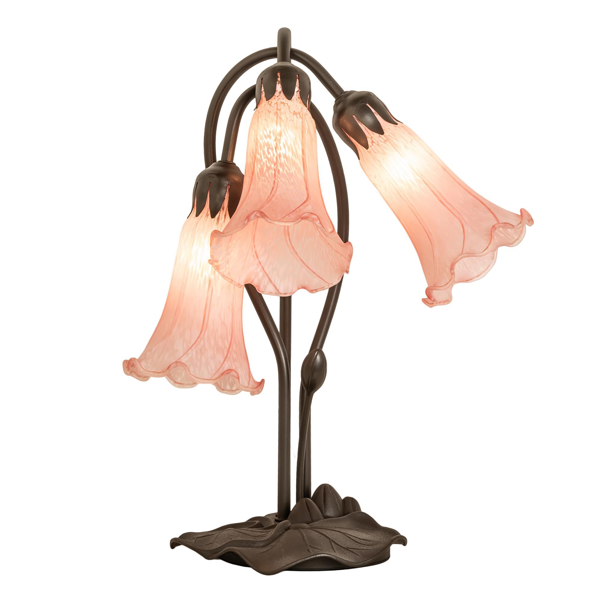 Shown in Mahogany Bronze finish and Pink glass