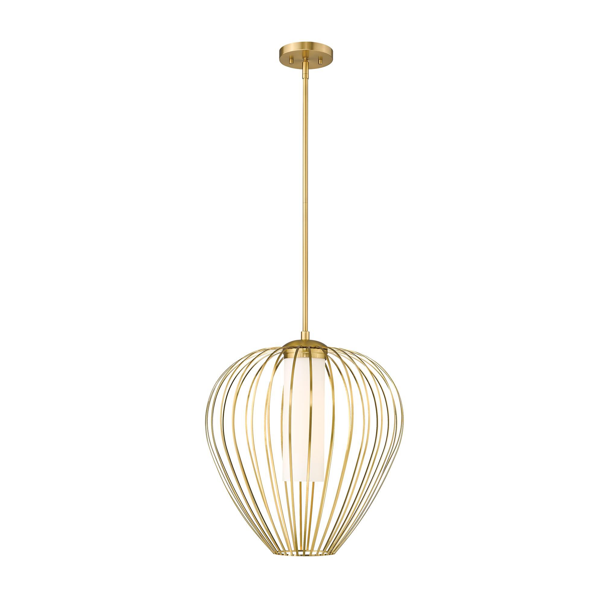 Shown in Modern Gold finish and White Opal glass and White Opal shade