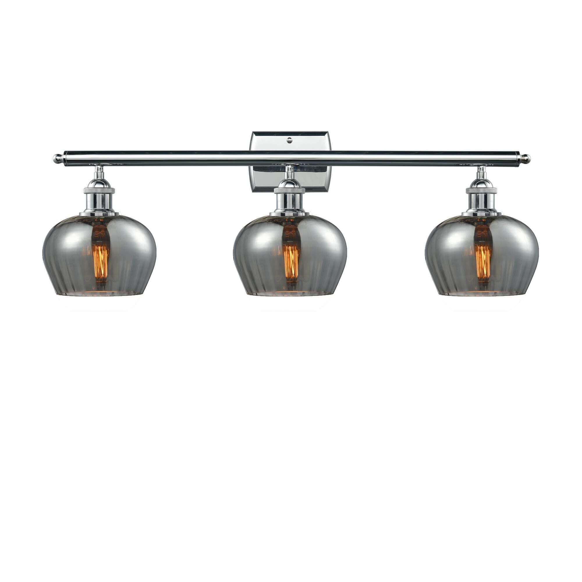 Shown in Polished Chrome finish and Smoked Fluted glass