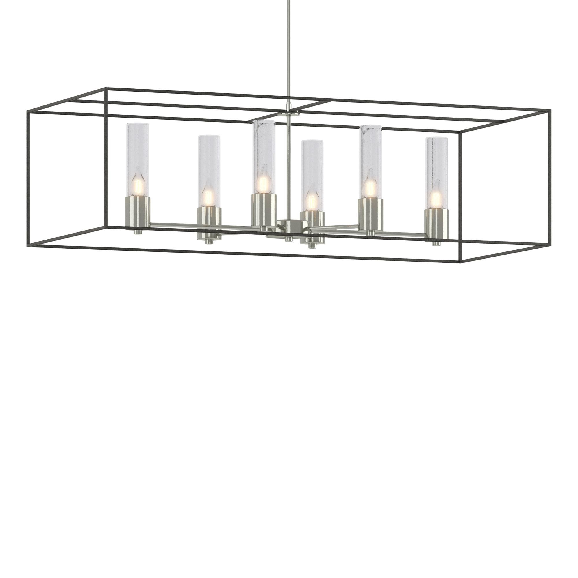 Shown in Sterling finish and Clear glass and Natural Iron accent