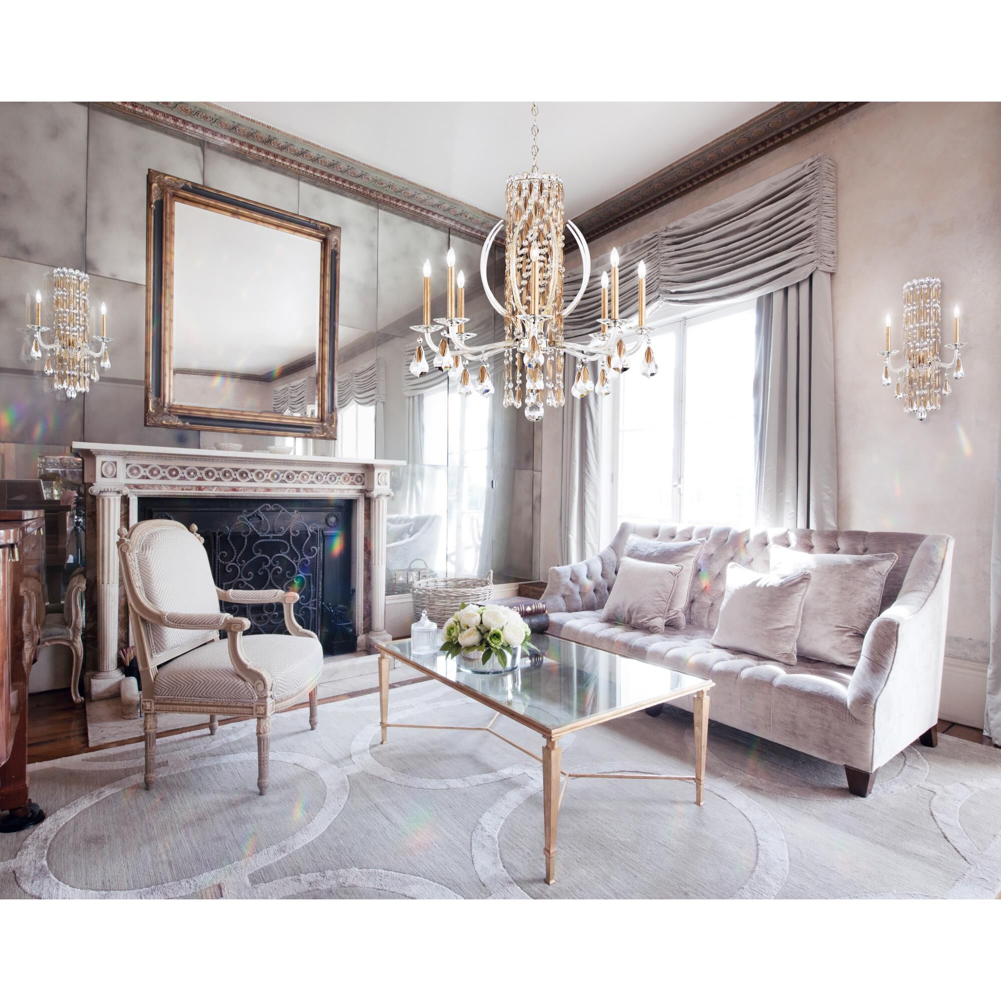 Shown in Heirloom Gold finish and Clear Heritage crystal