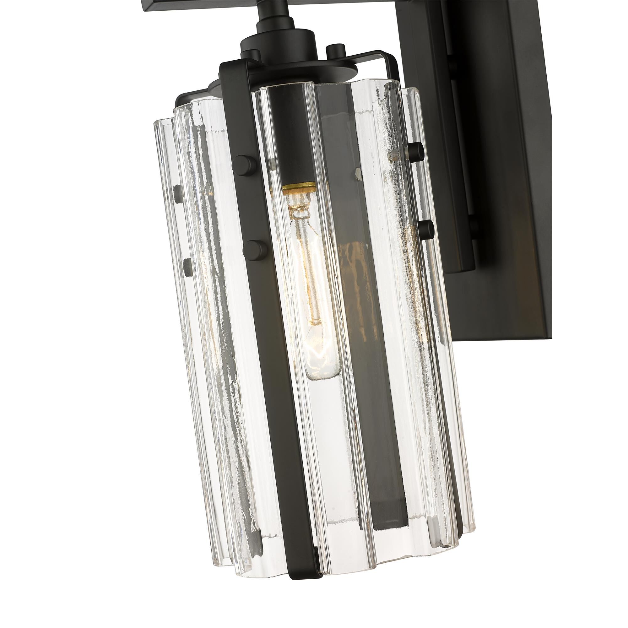 Shown in Matte Black finish and Clear glass and Clear shade