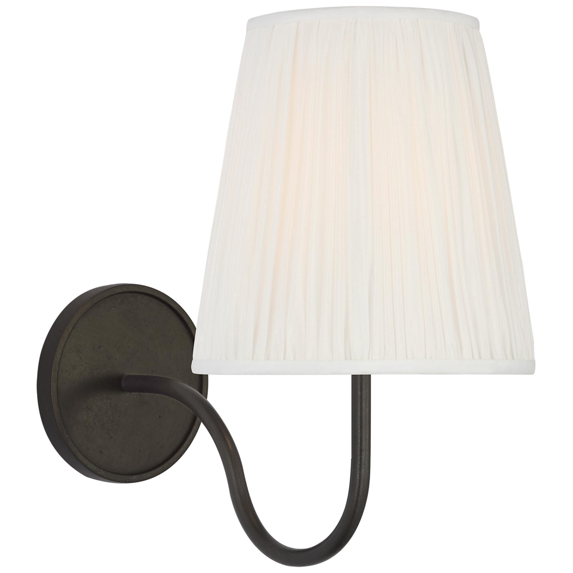 Shown in Aged Iron finish and Silk Pleat shade