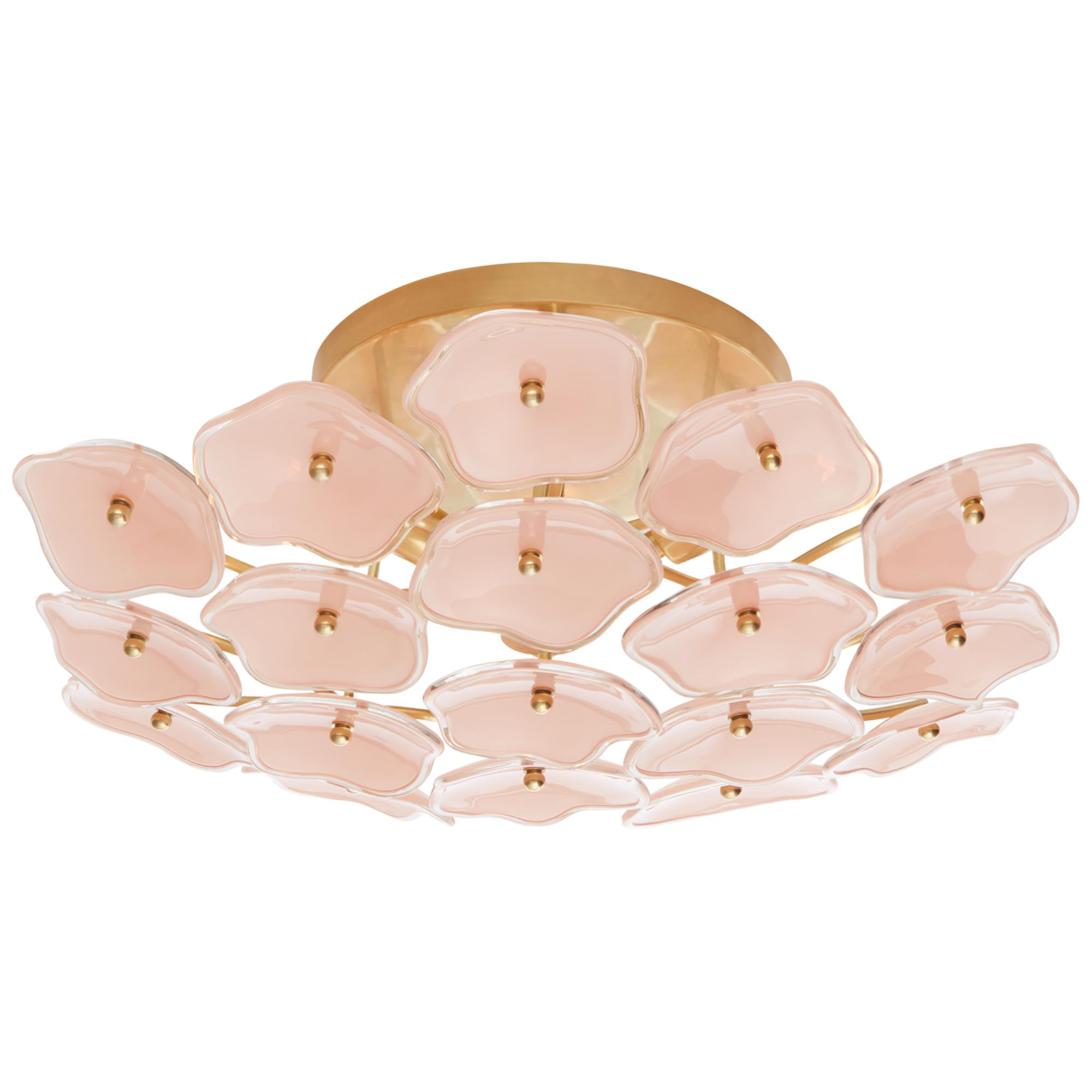 Shown in Soft Brass finish and Blush Tinted glass