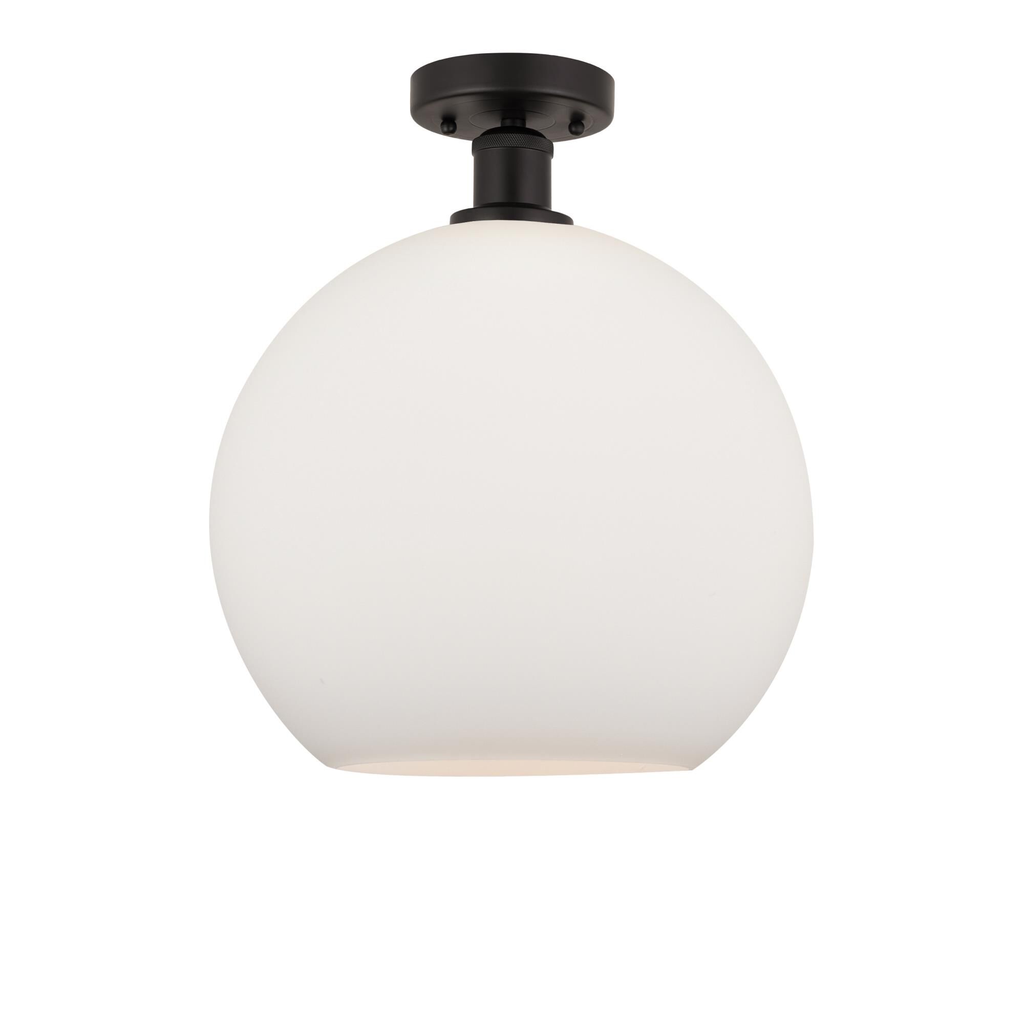 Shown in Oil Rubbed Bronze finish and Matte White glass