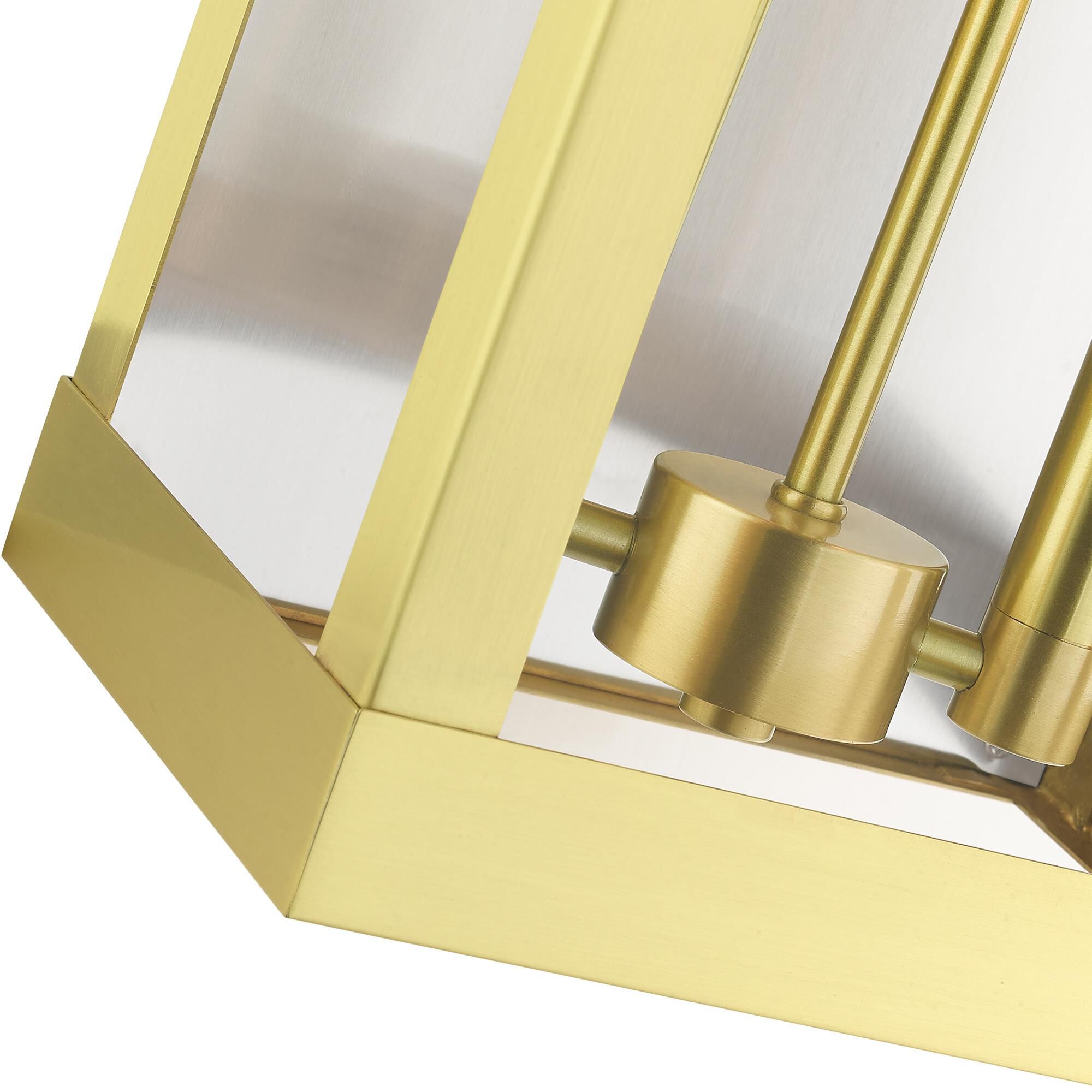 Shown in Satin Brass finish and Clear glass