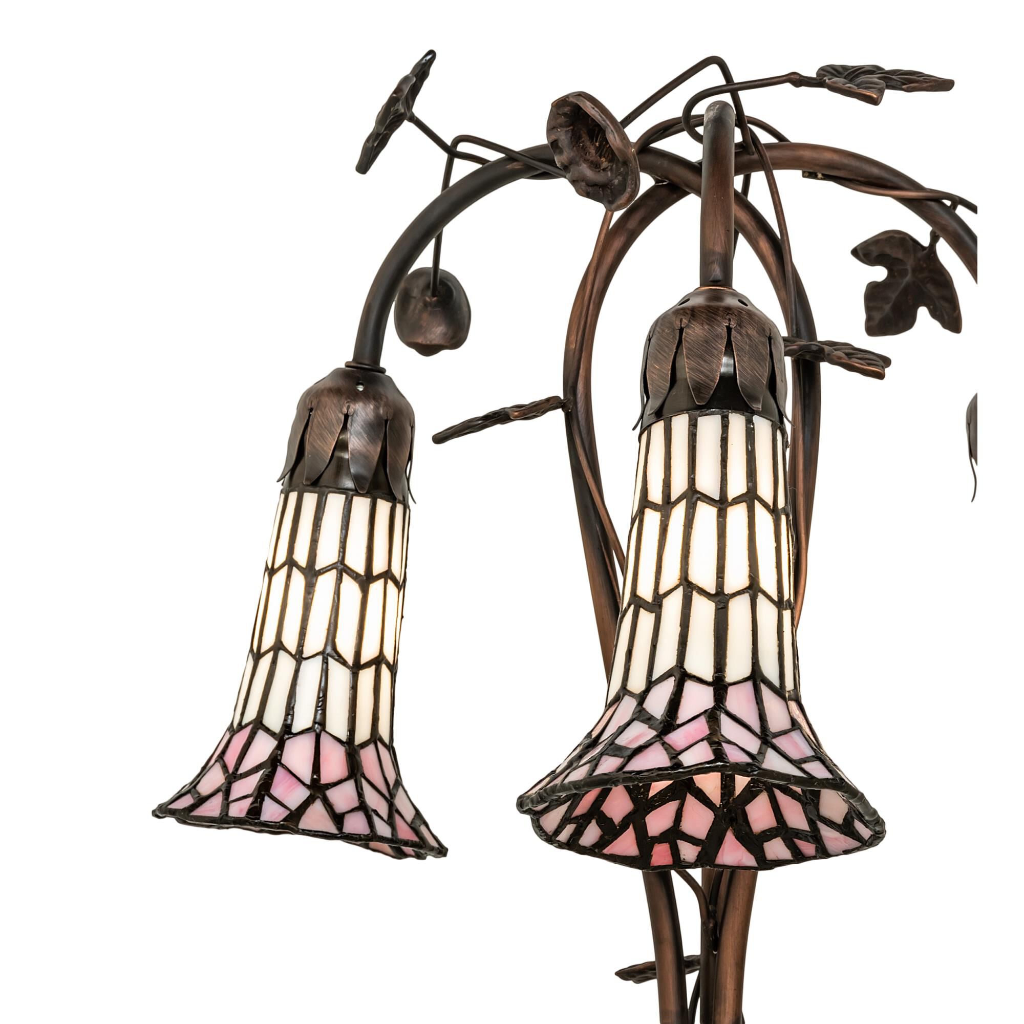 Shown in Mahogany Bronze finish and Pink;White glass