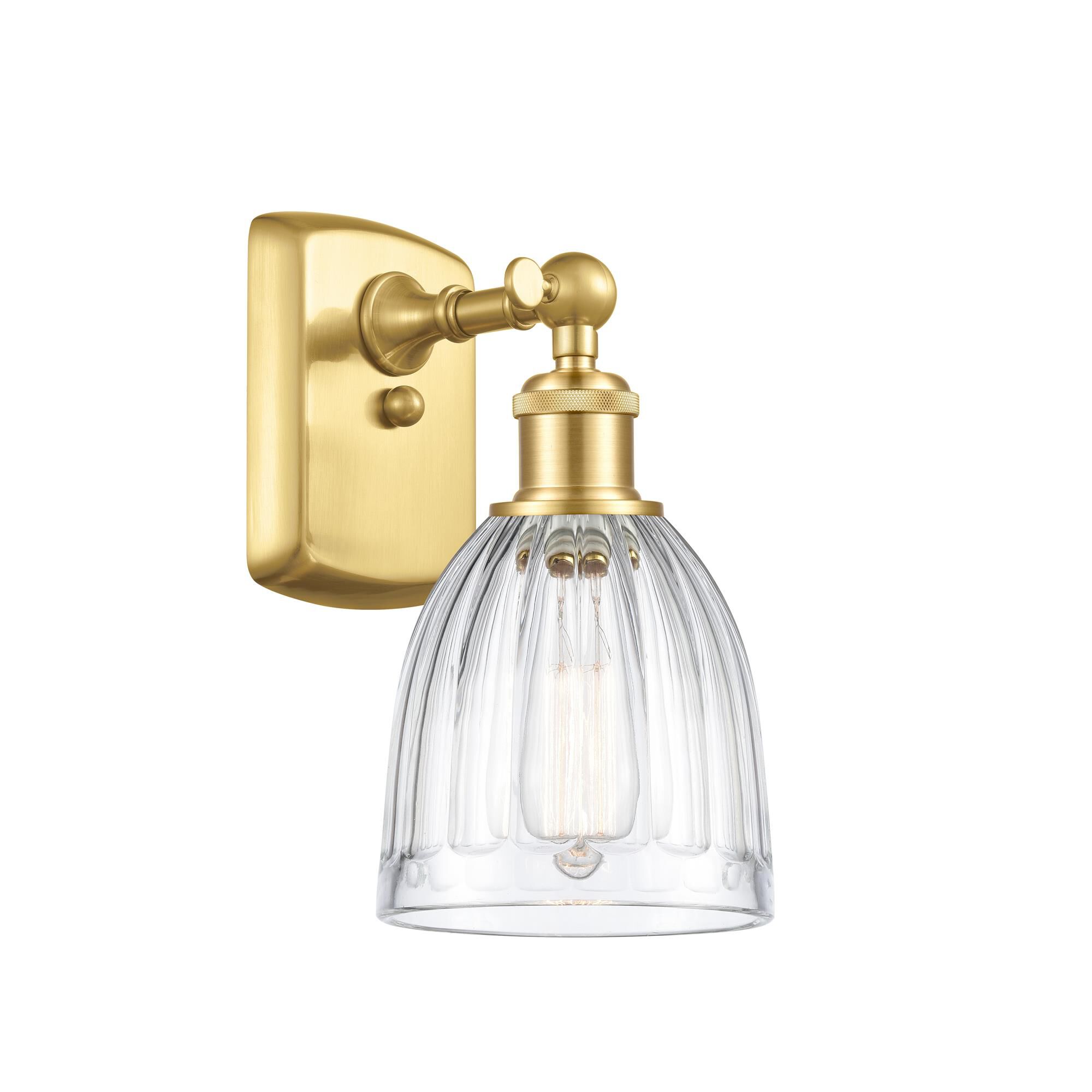 Shown in Satin Gold finish and Clear Brookfield glass