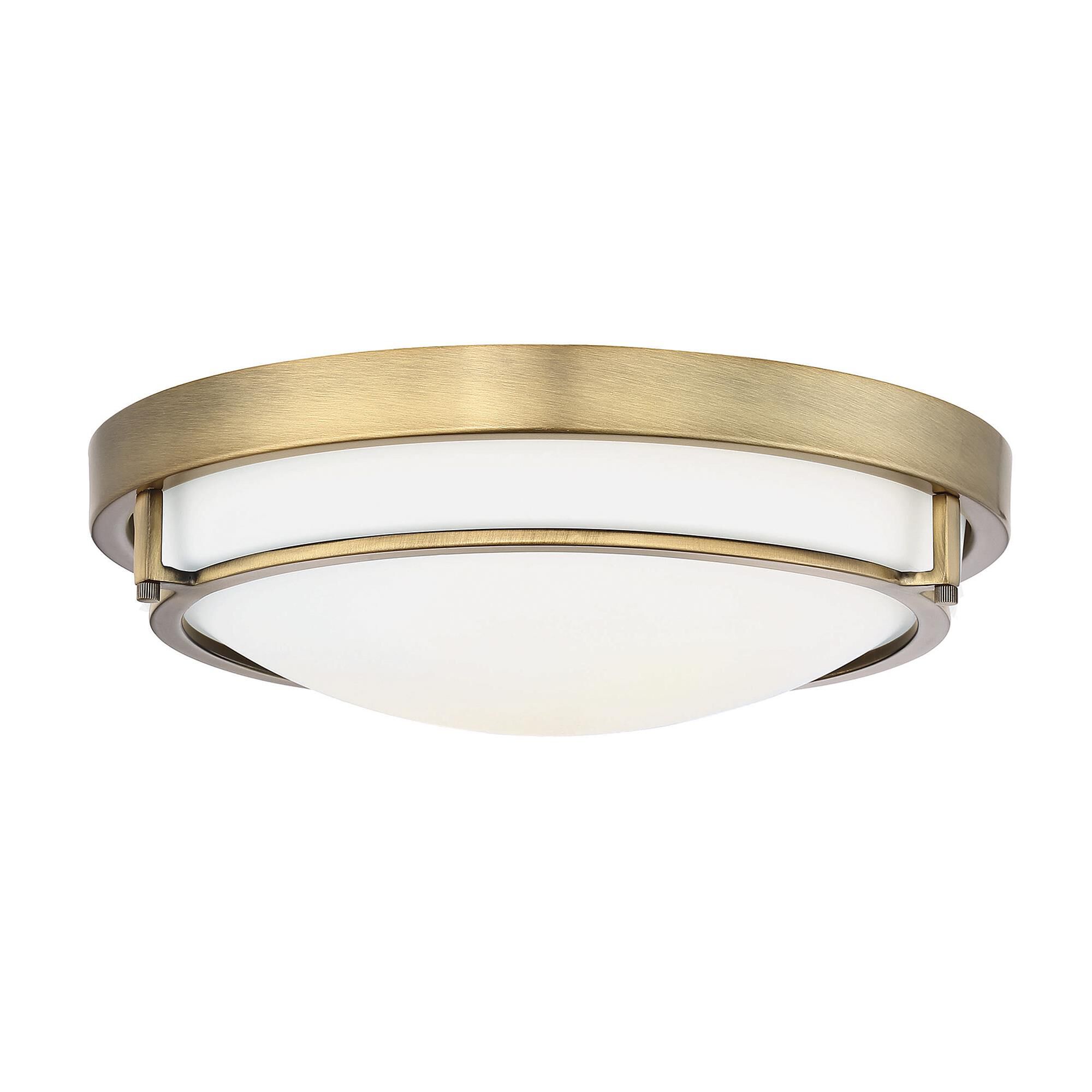 Shown in Natural Brass finish and White glass
