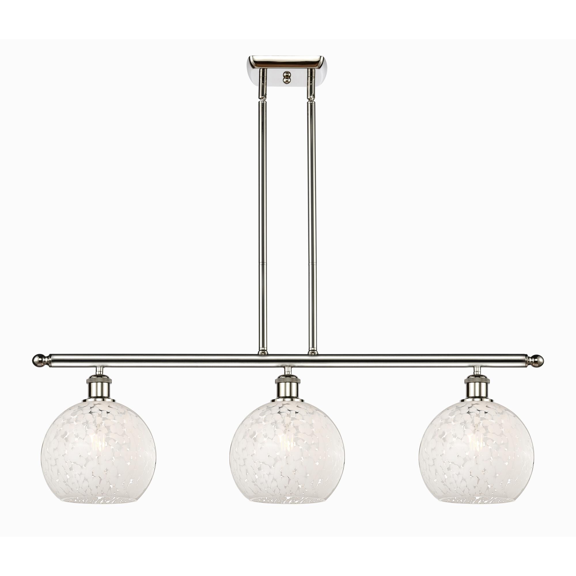 Shown in Polished Nickel finish and White Mouchette glass