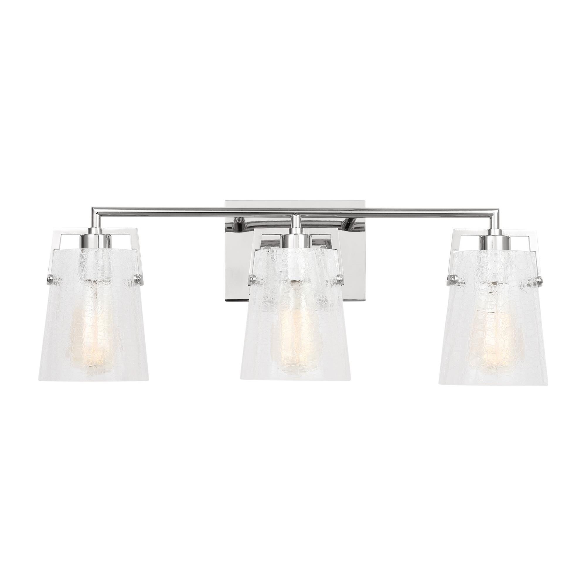 Shown in Chrome finish and Clear Crackle glass