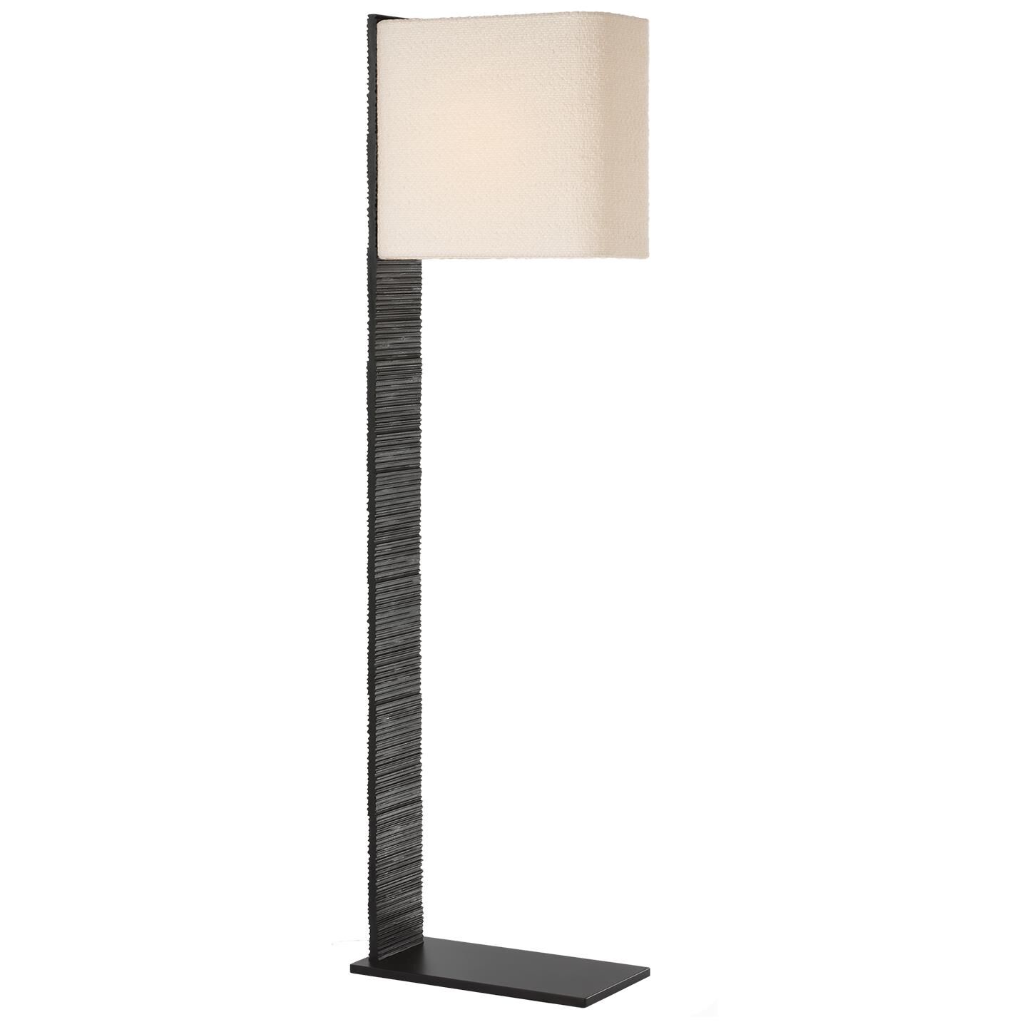 Shown in Ridged Carbon finish and Boucle Rectangle shade