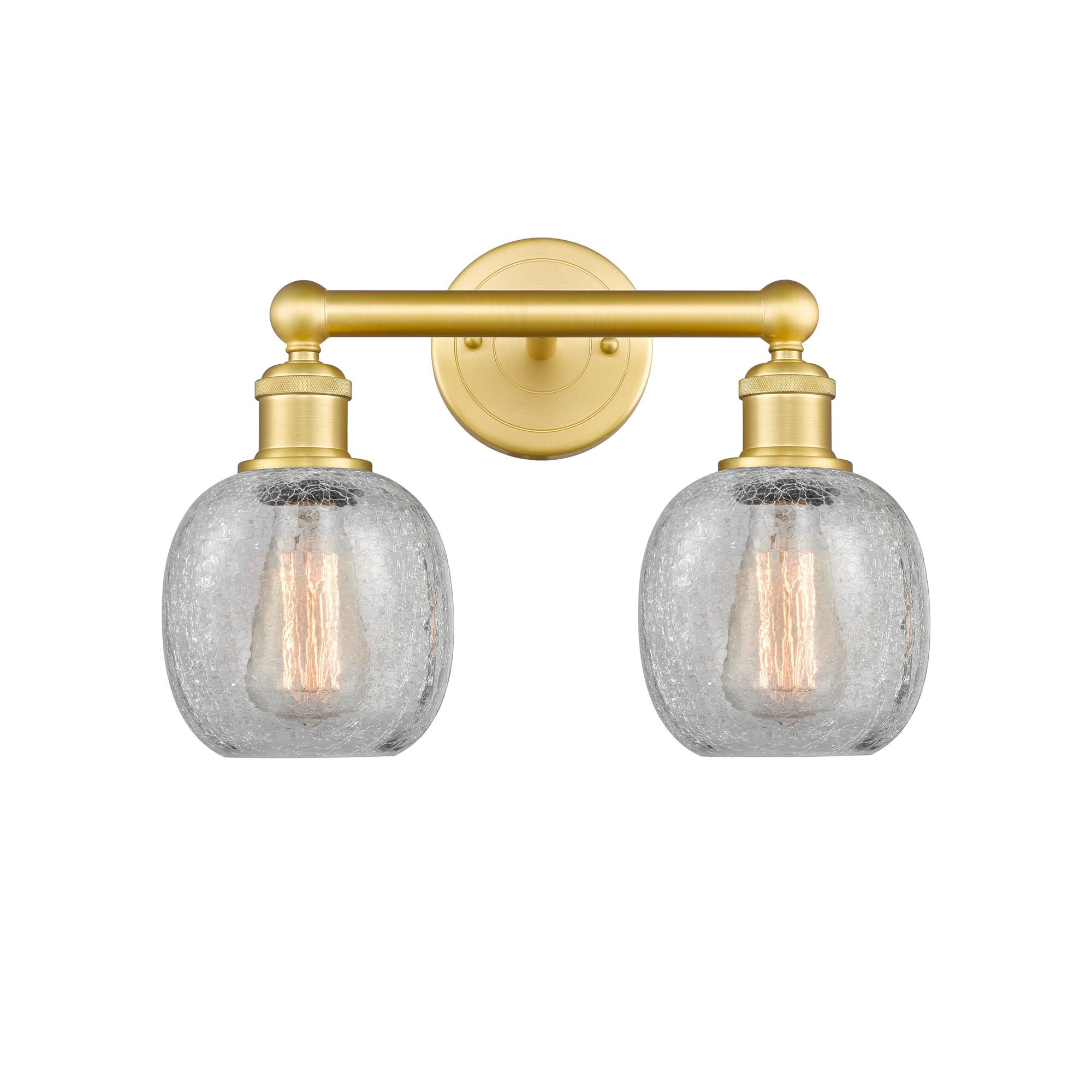 Shown in Satin Gold finish and Clear Crackle glass