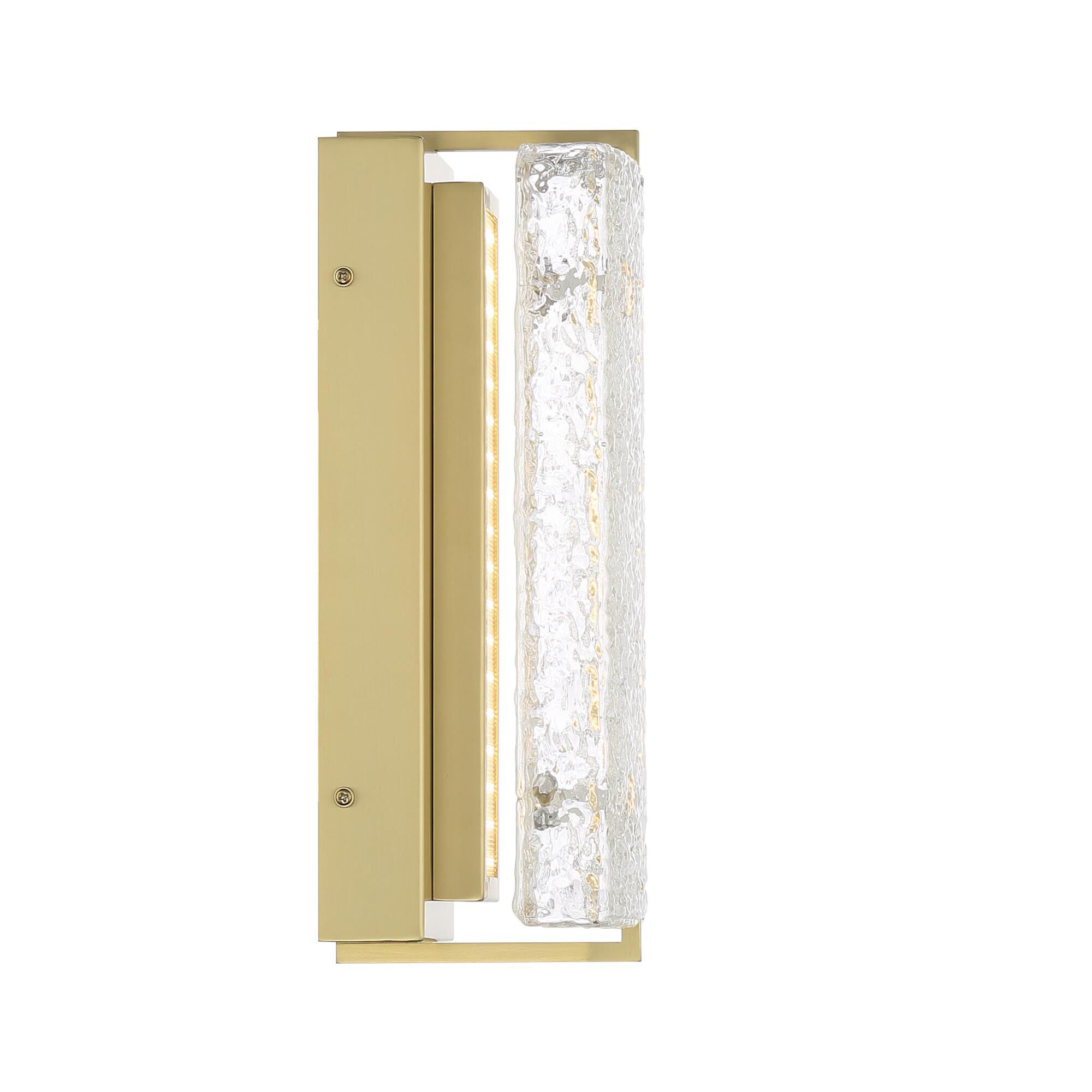 Shown in Soft Brass finish and Clear Textured glass