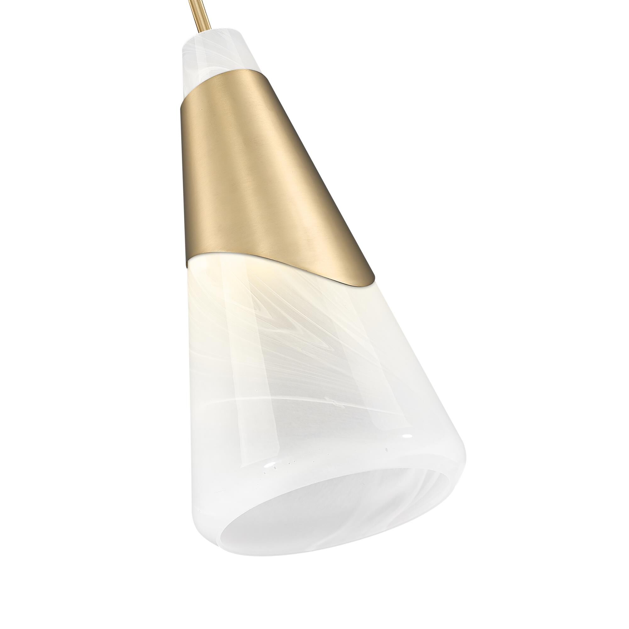 Shown in Modern Gold finish and White Swirl glass and White Swirl shade