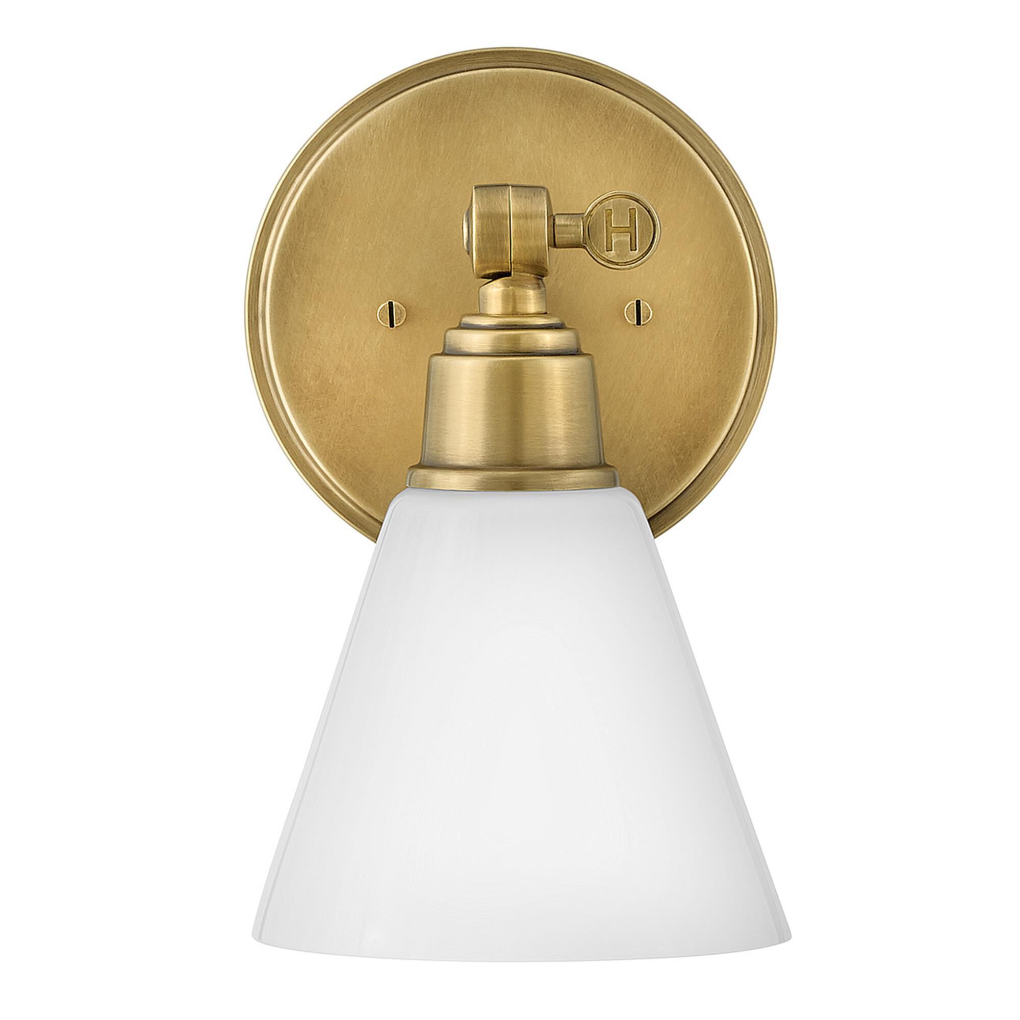 Shown in Heritage Brass finish and Cased Opal glass