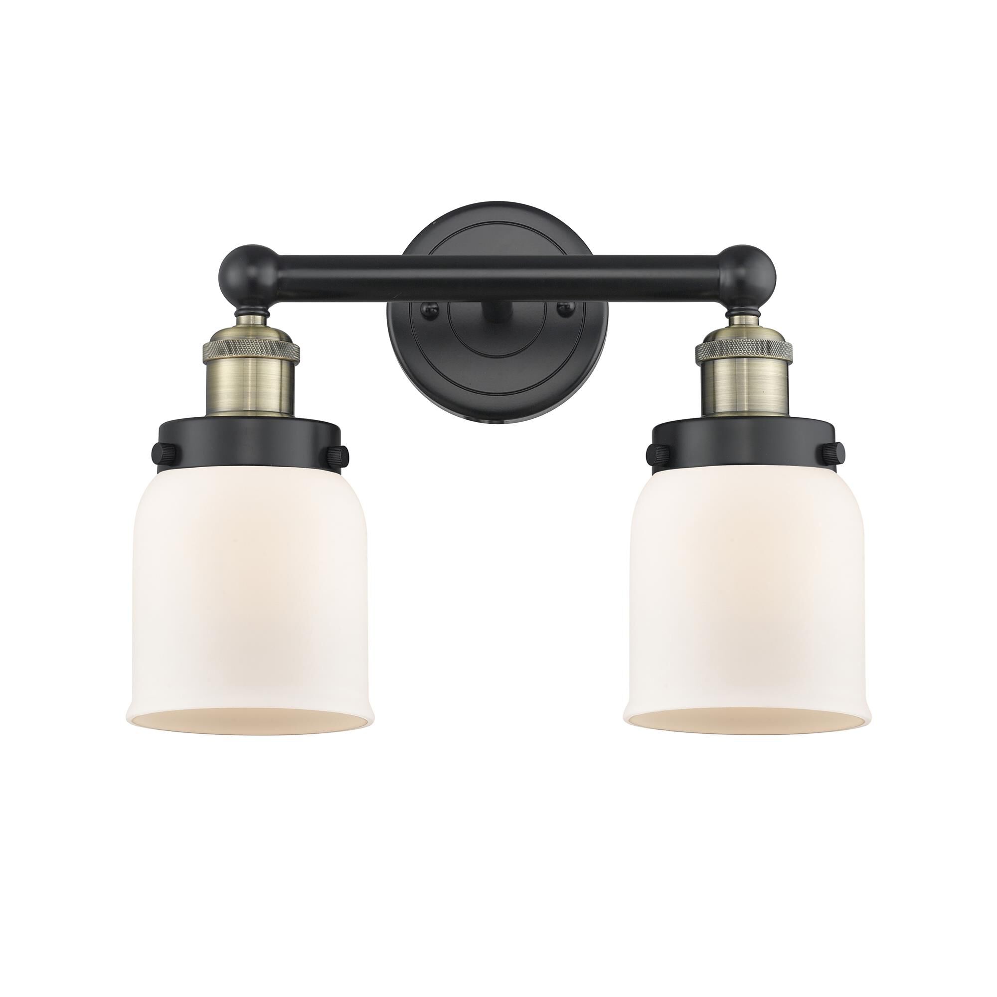 Shown in Black Antique Brass finish and Matte White glass