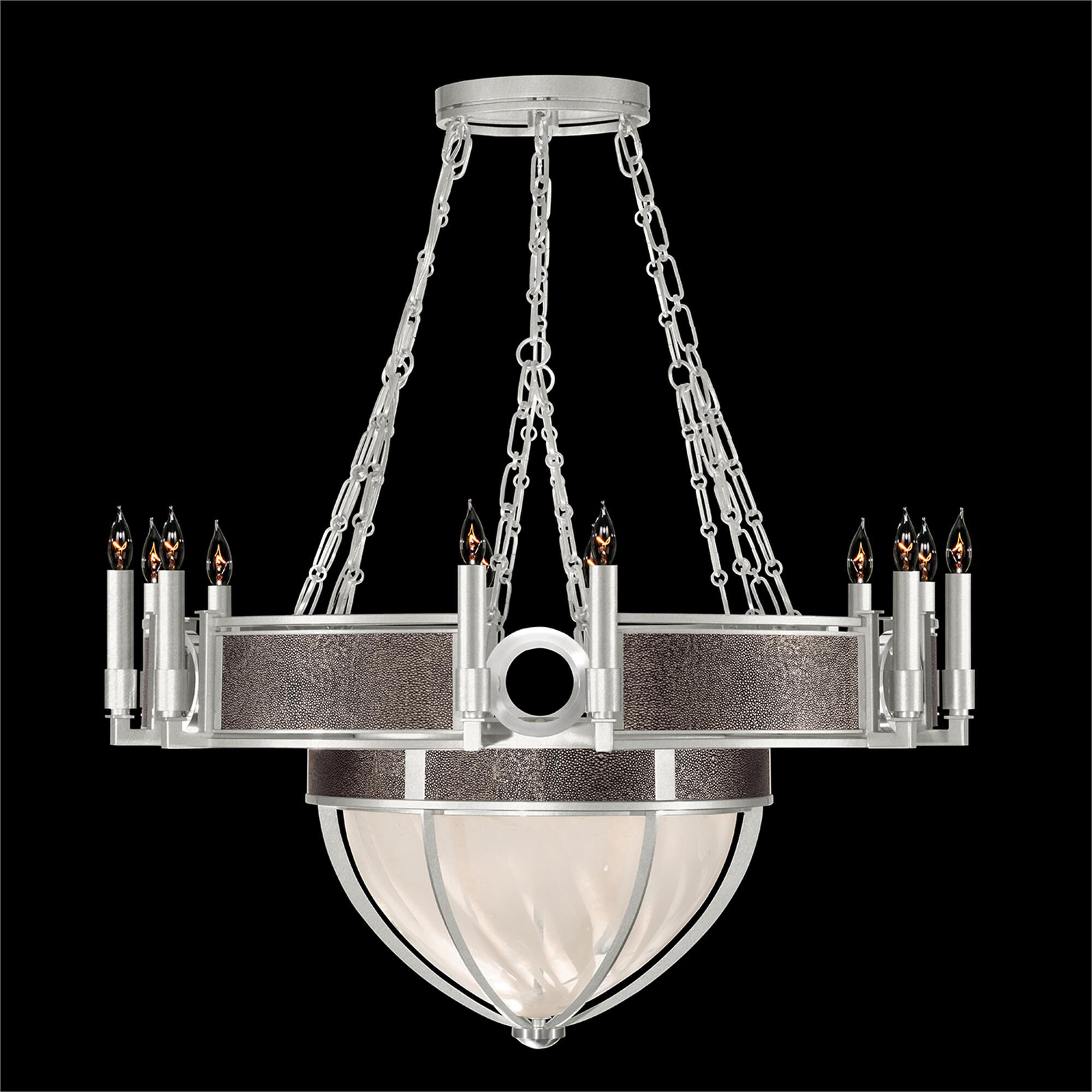 Shown in Silver Leaf and Nickel  finish and Pebble accent
