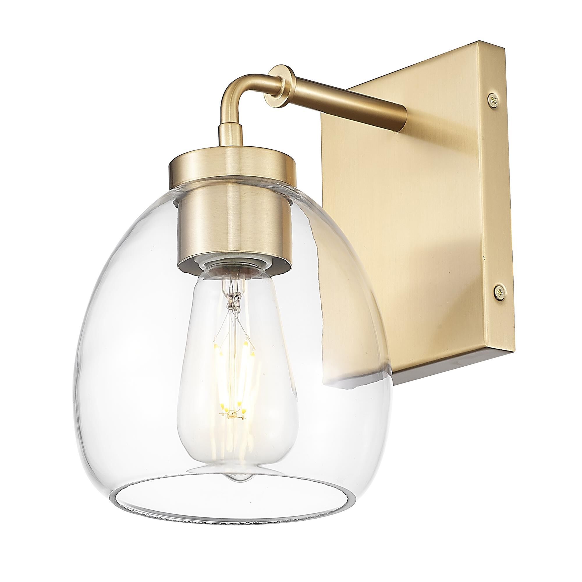 Shown in Brass finish and Clear Glass Globe shade