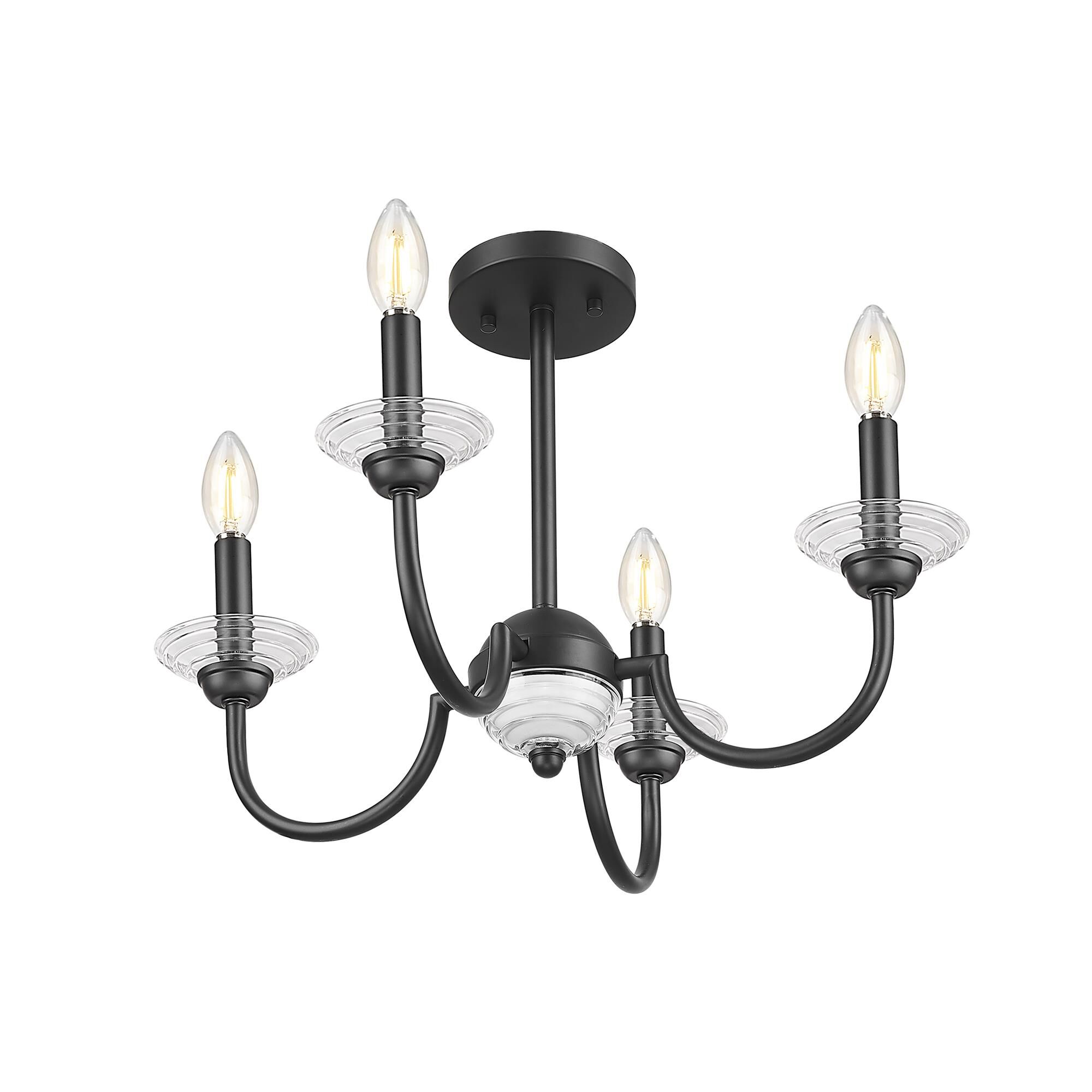 Shown in Matte Black finish and Clear Ribbed glass and Clear Ribbed shade