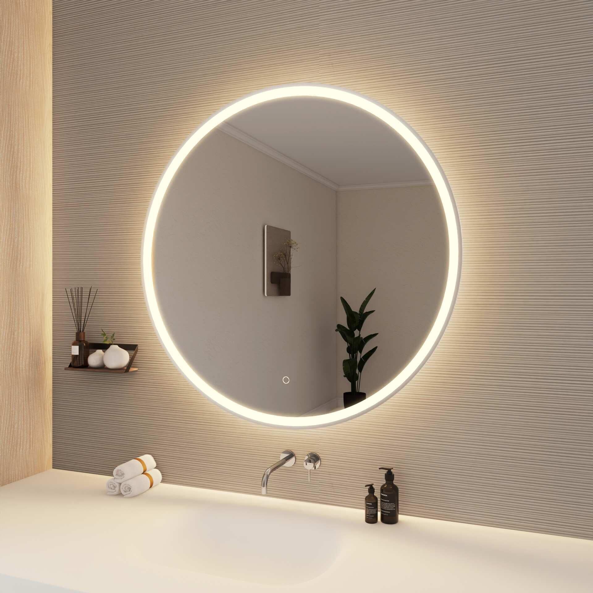 Harmoni 39 Inch Round LED Lighted Mirror by Elegant Decor