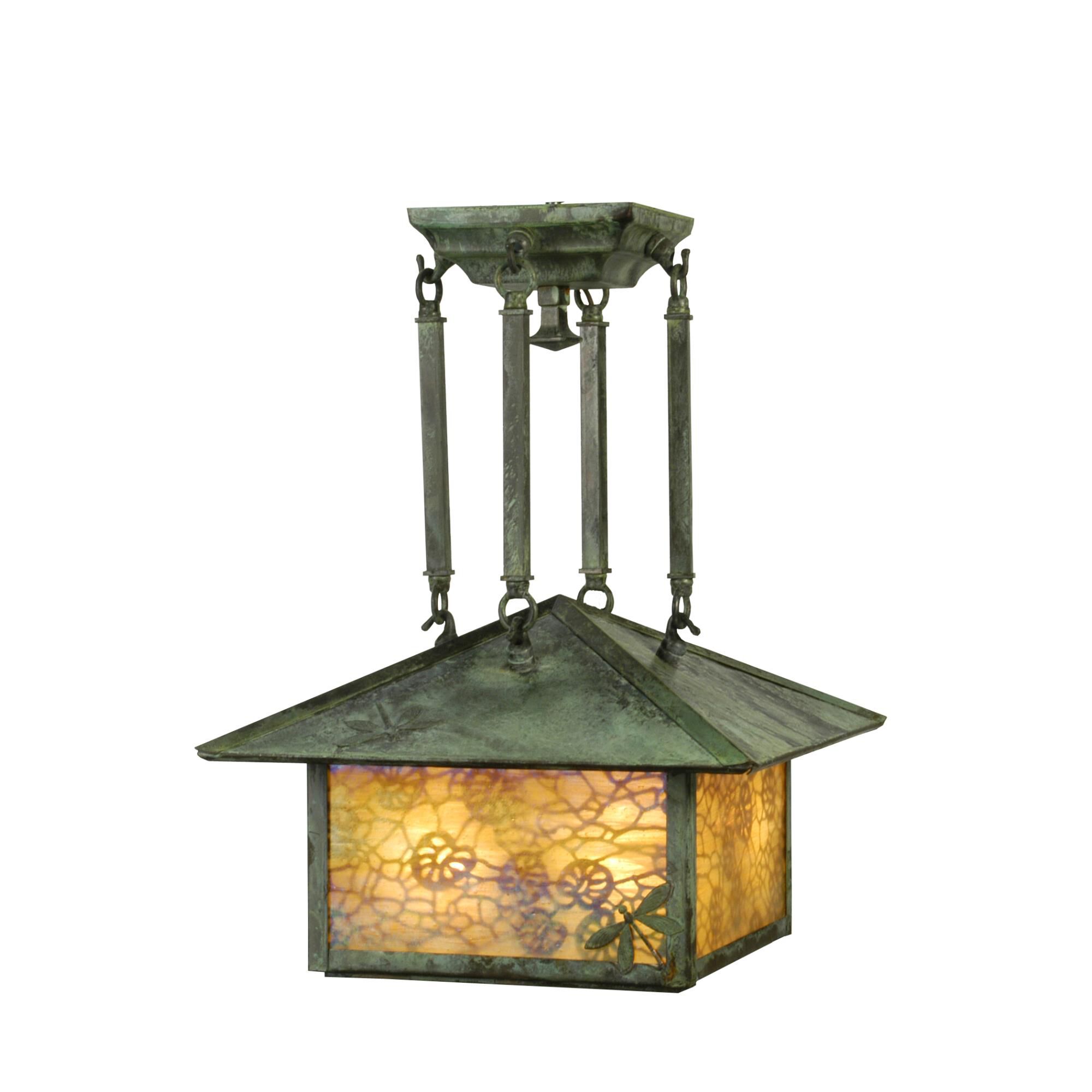 Shown in Verdigris Finish finish and Beige Iridescent glass