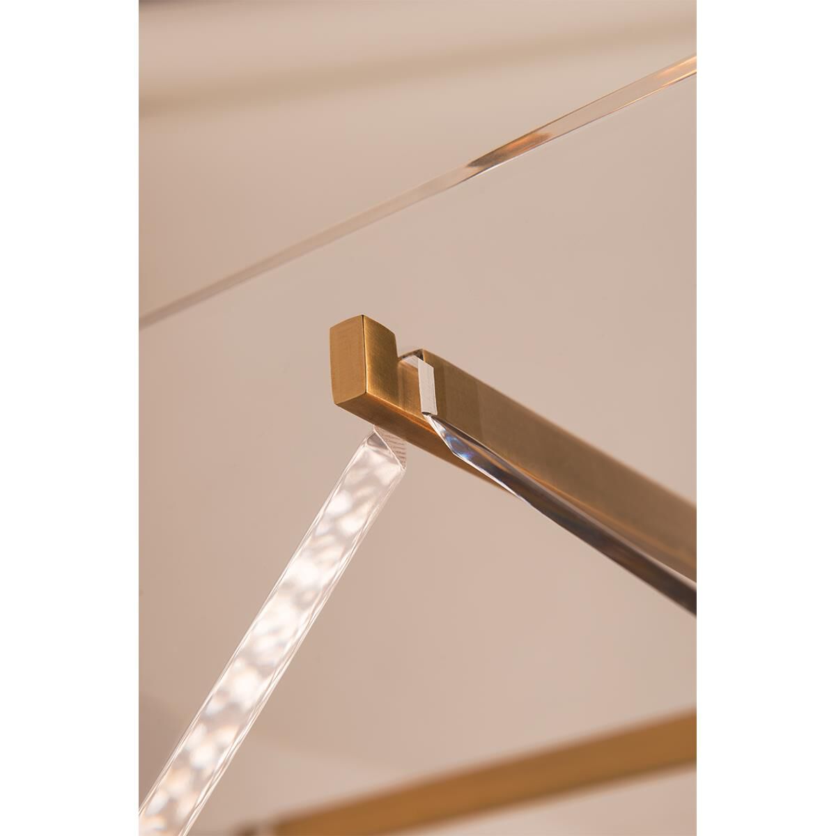 Shown in Aged Brass finish and Clear Acrylic glass