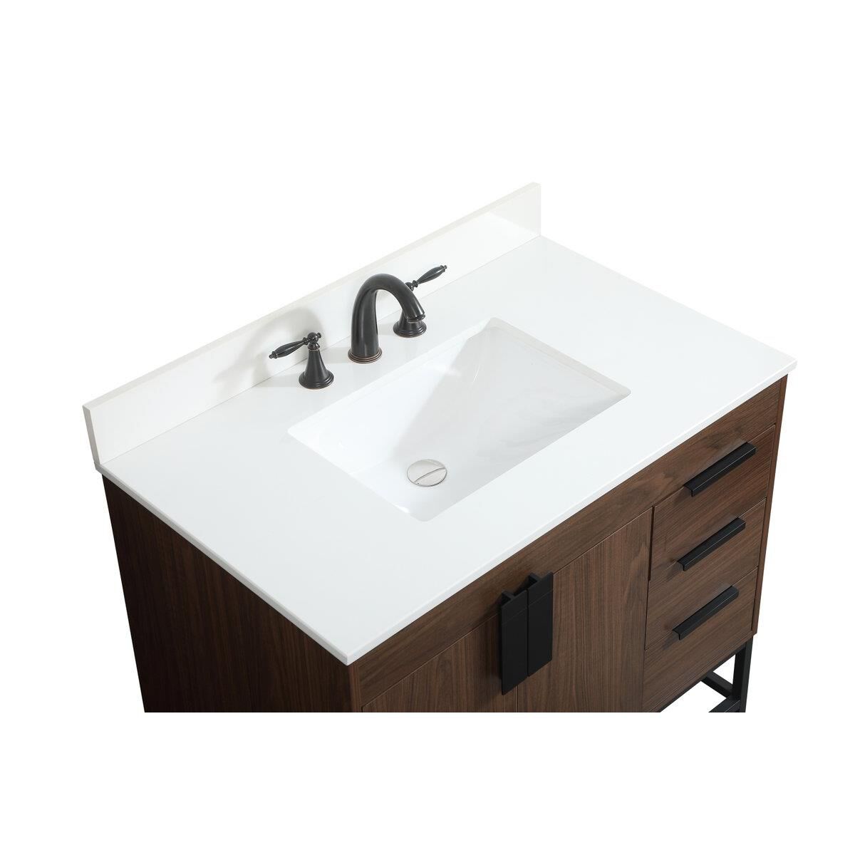 Shown in Walnut finish and With Backsplash accent