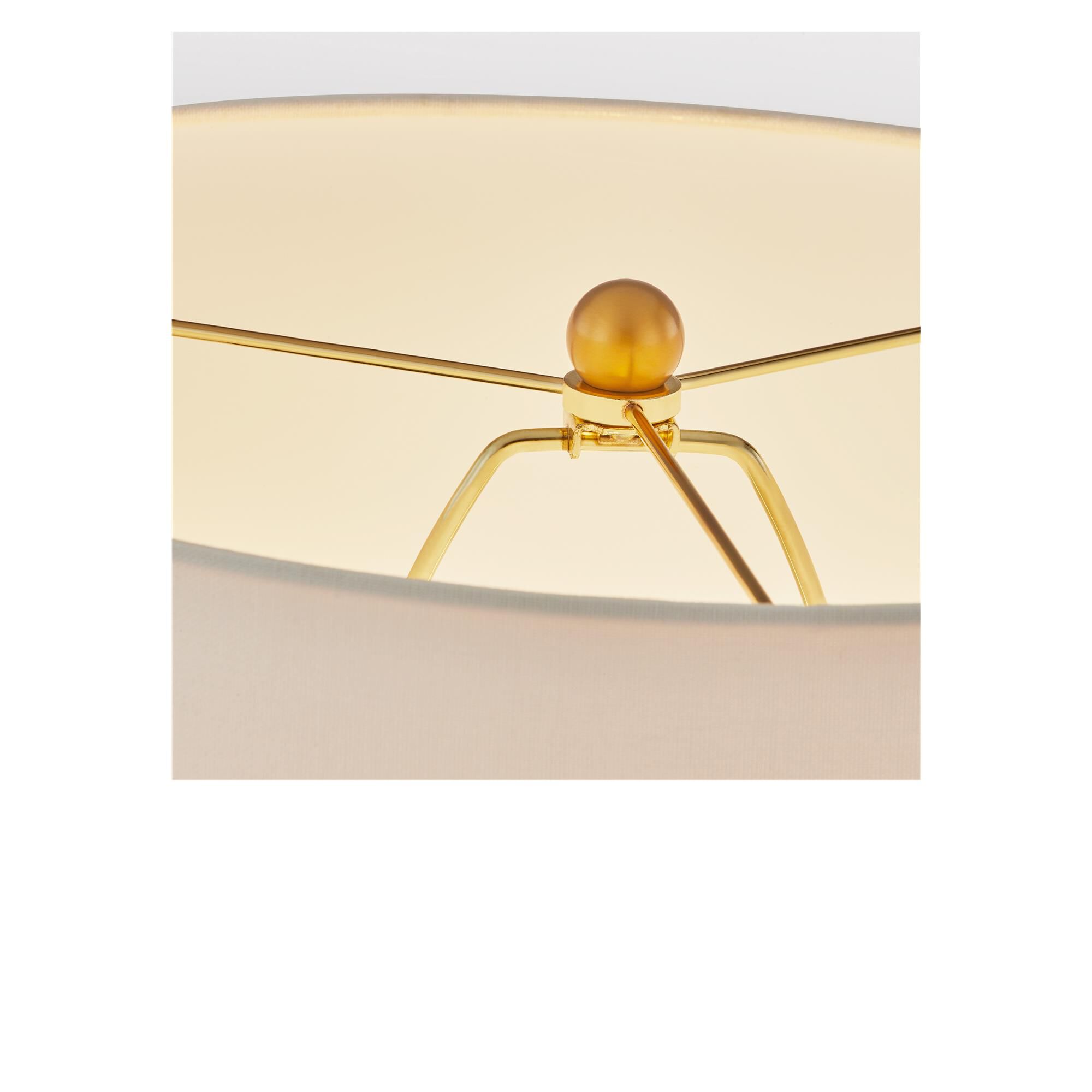 Shown in Deep Ocean Crackle finish and White Linen Fabric shade