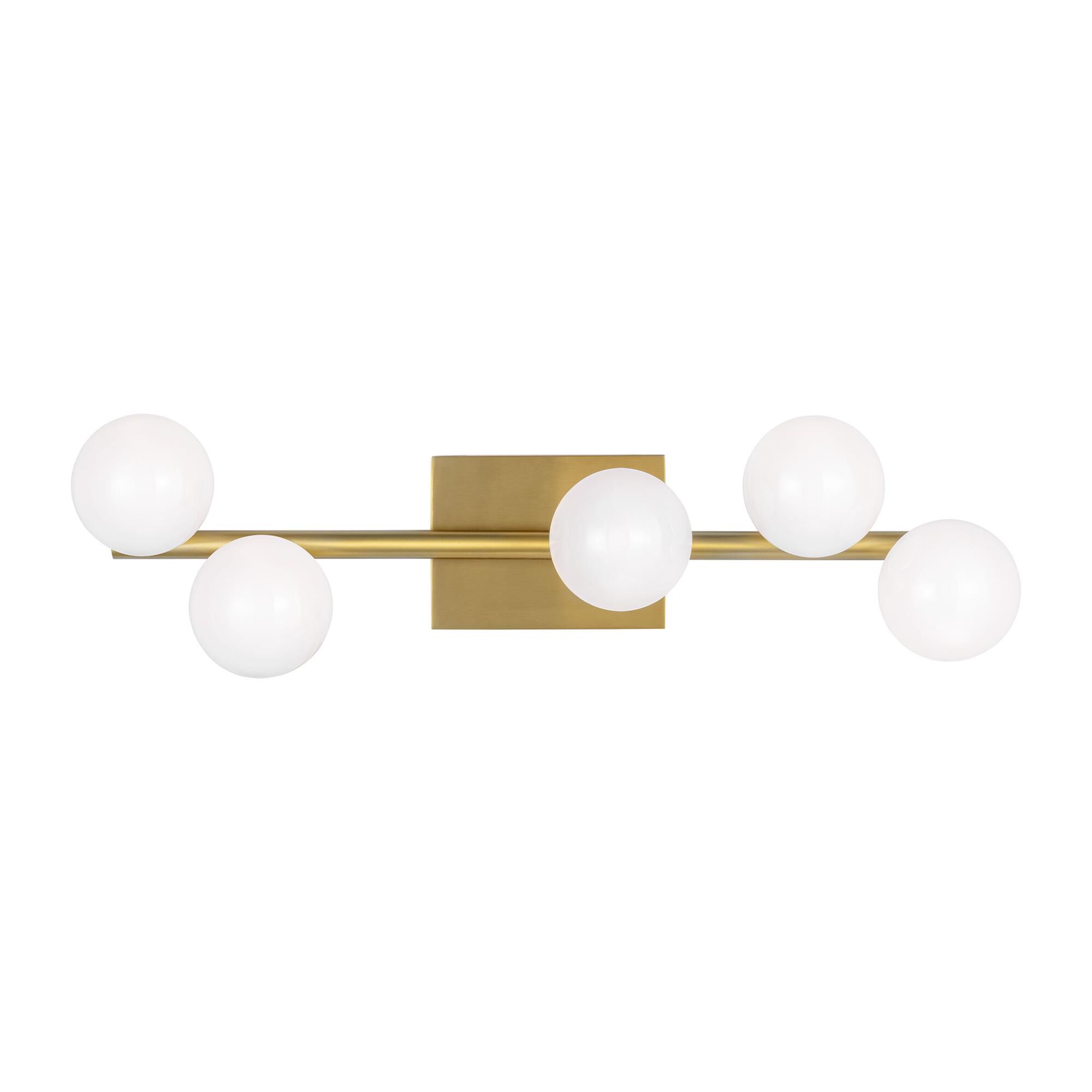 Shown in Burnished Brass finish and Milk glass