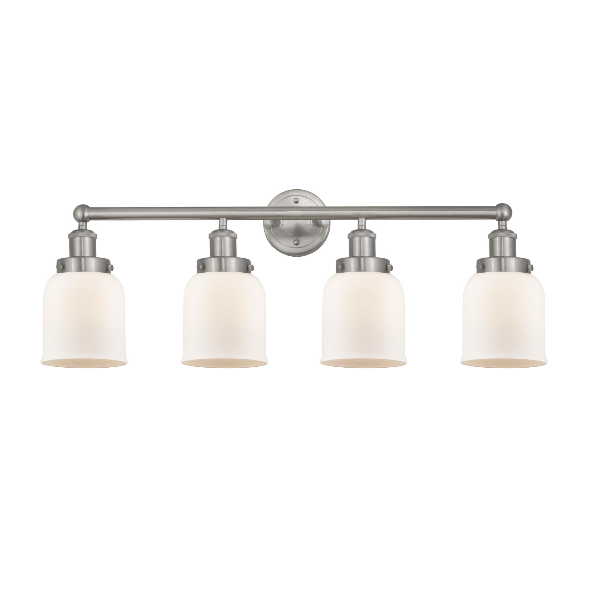 Shown in Brushed Satin Nickel, Matte White finish and Matte White glass and Matte White Glass shade