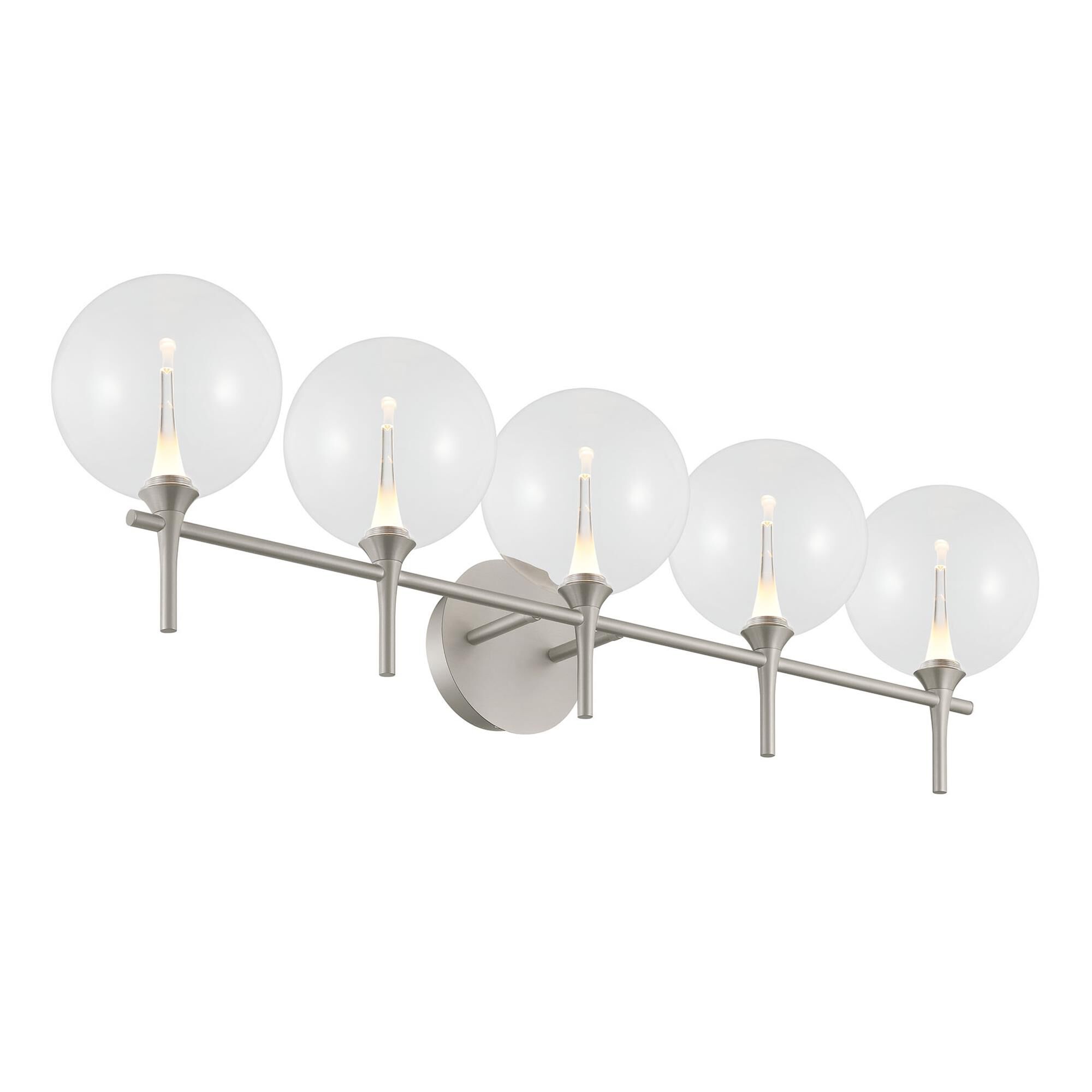 Shown in Nickel finish and Clear glass