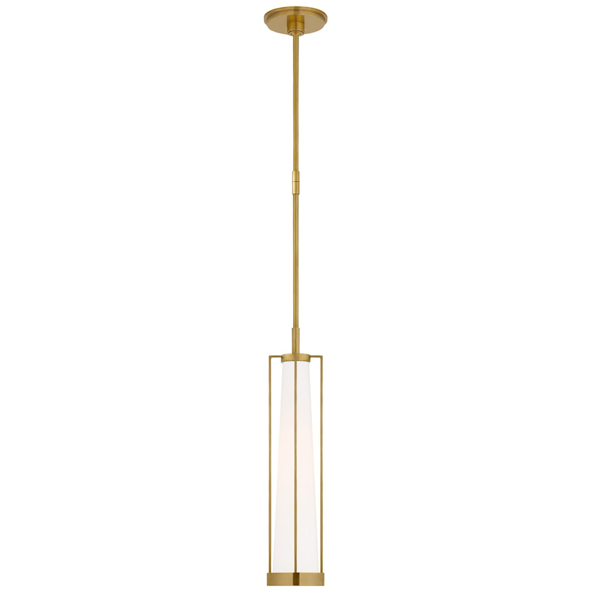 Shown in Hand-Rubbed Antique Brass finish and White glass and White Glass shade