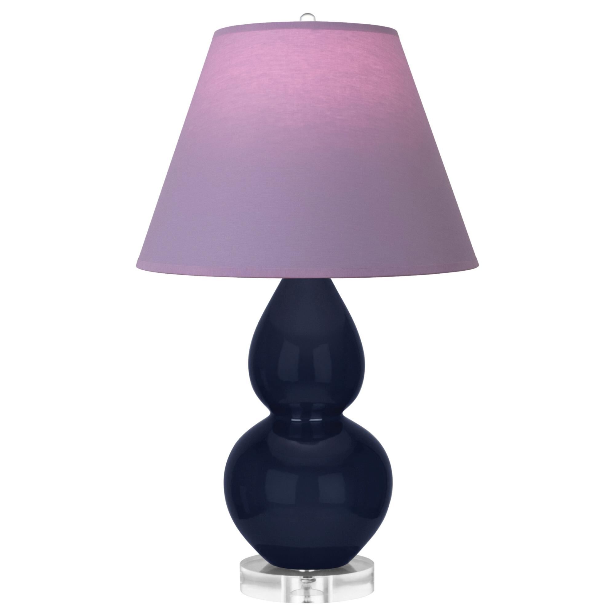 Shown in Midnight Blue finish and Lavender and Plum shade and Lucite accent