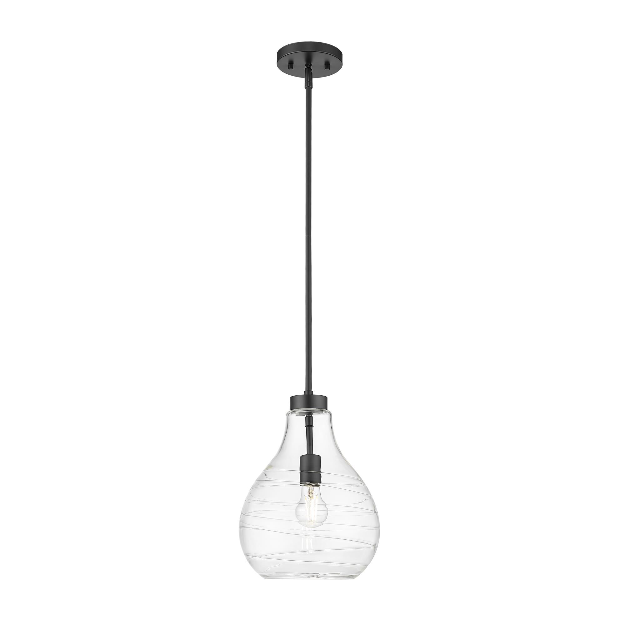 Shown in Matte Black finish and Clear glass and Clear shade