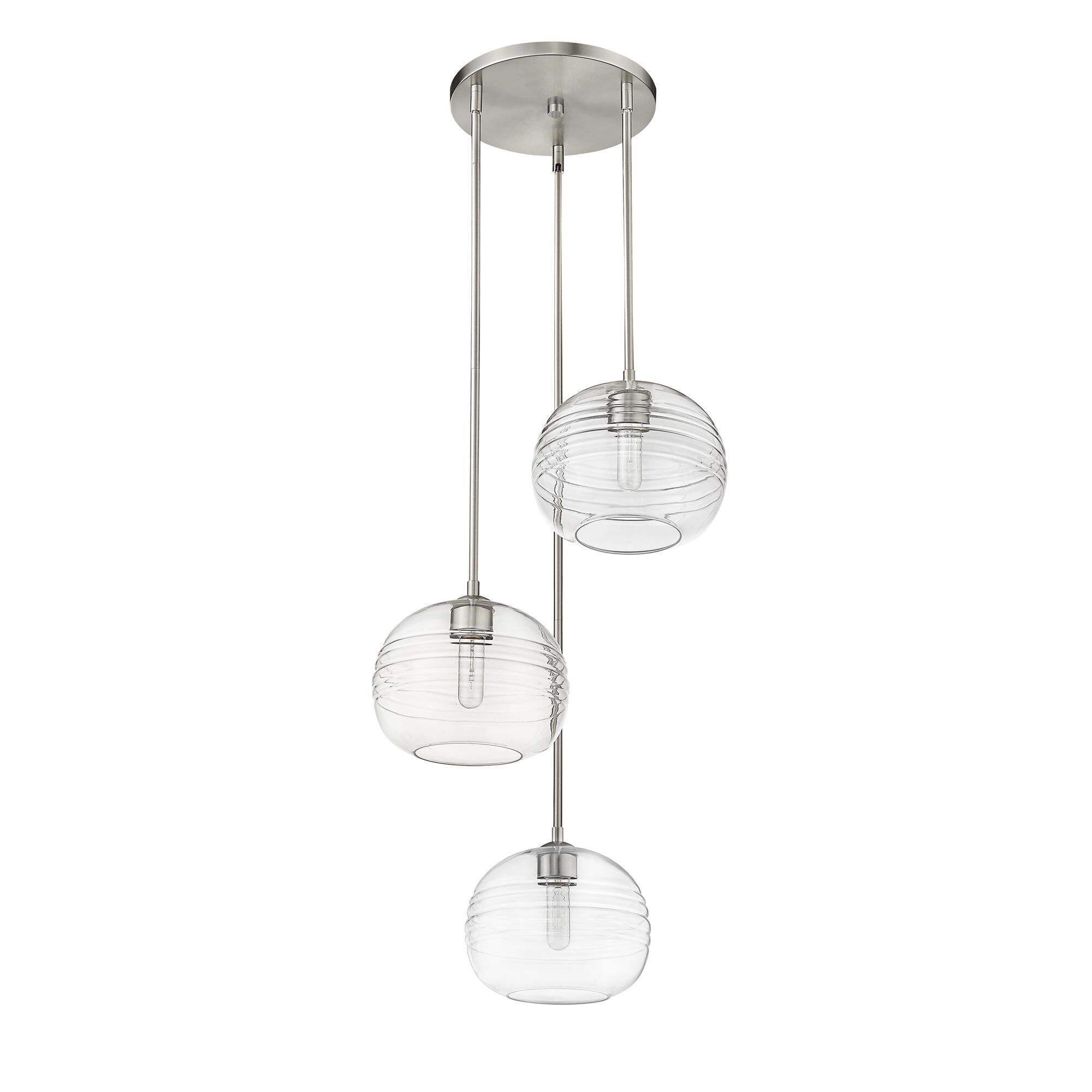Shown in Brushed Nickel finish and Glass shade