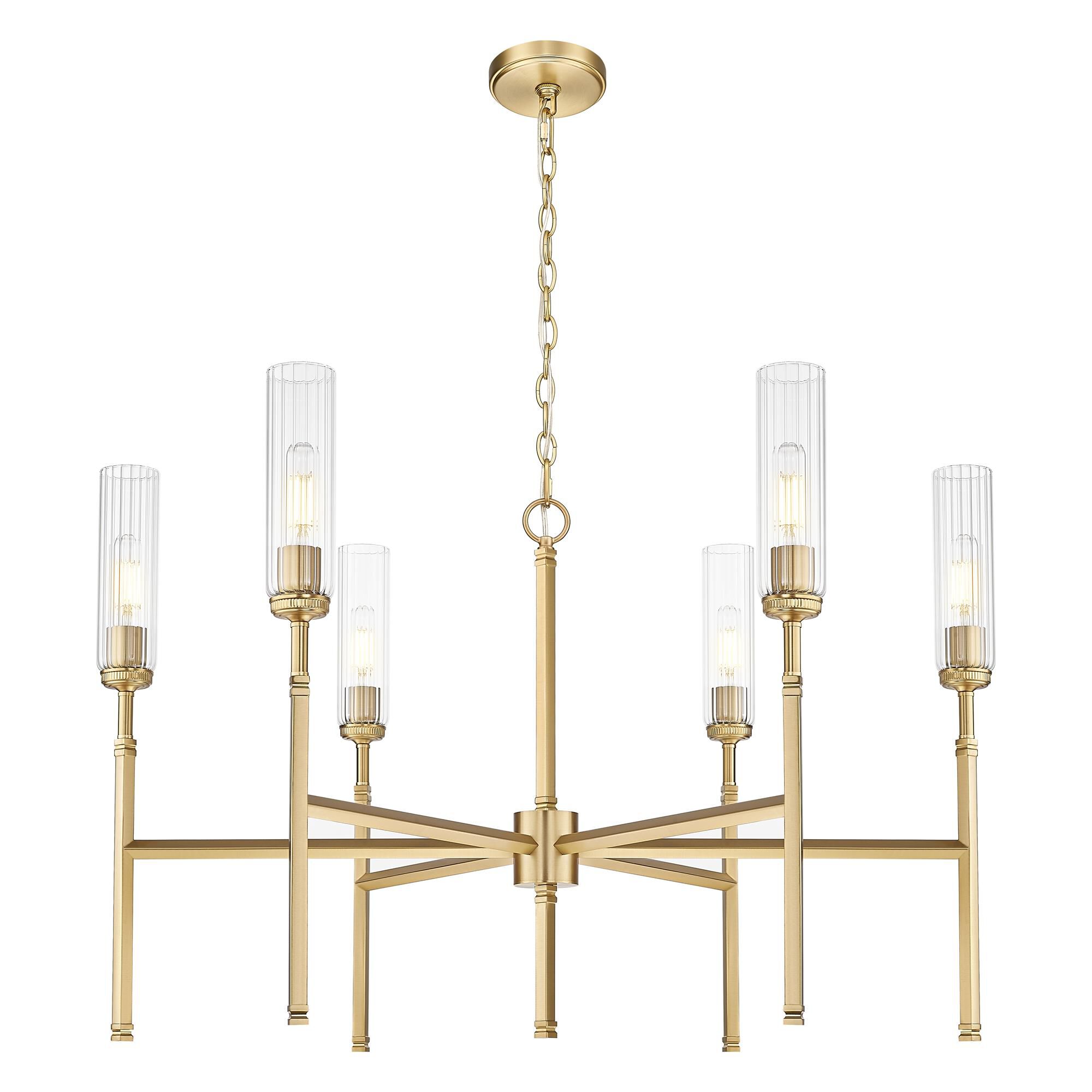 Shown in Modern Gold finish and Clear glass
