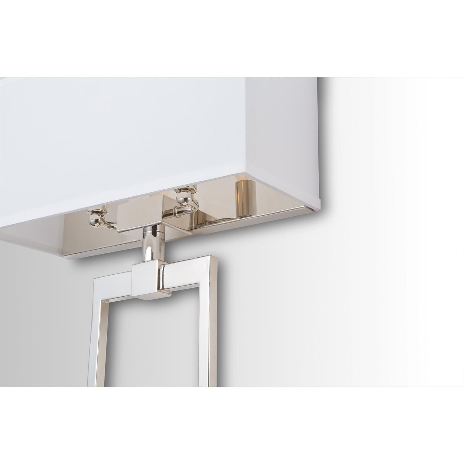 Shown in Polished Nickel finish and White Fabric Bolt-On shade