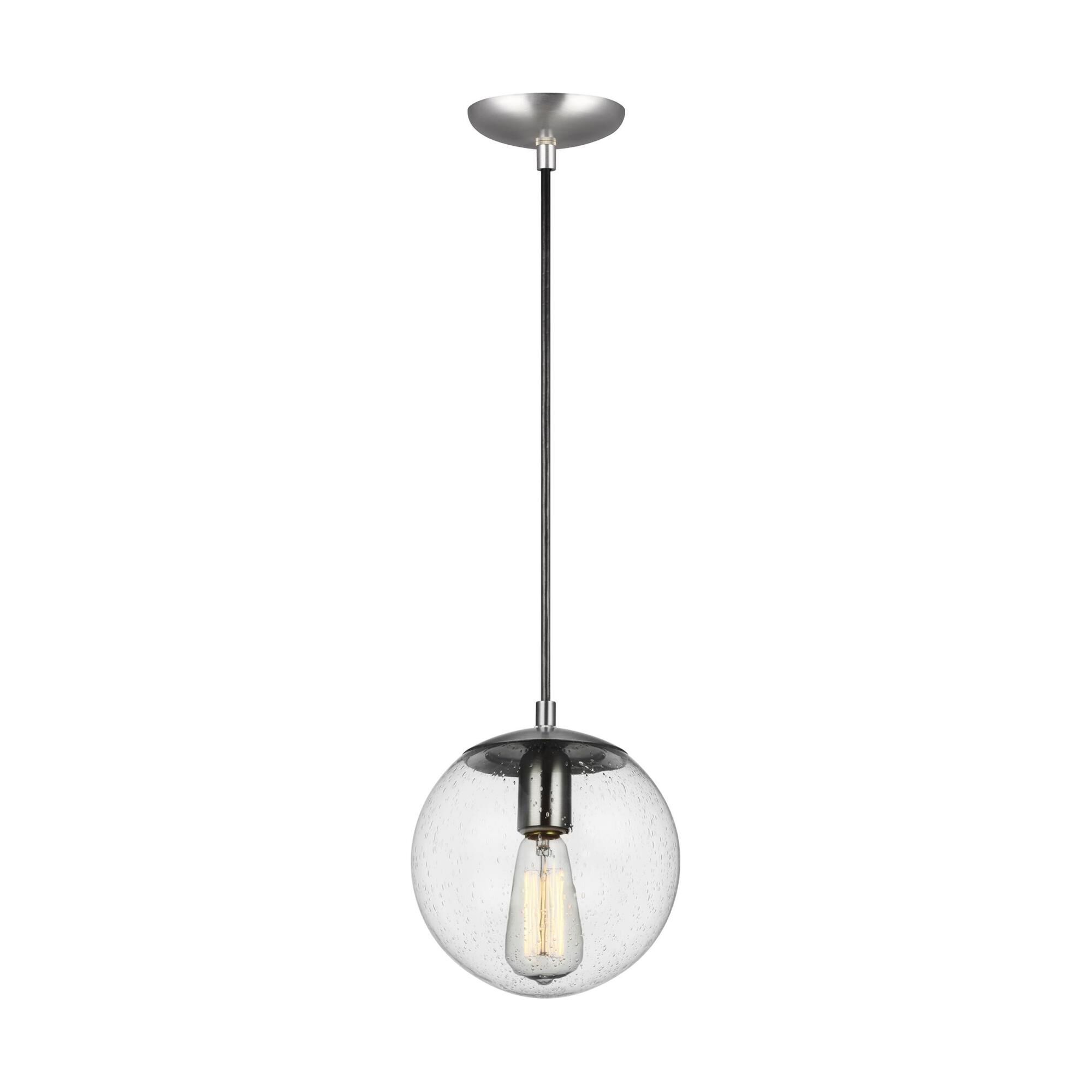 Shown in Satin Aluminum finish and Clear Seeded glass