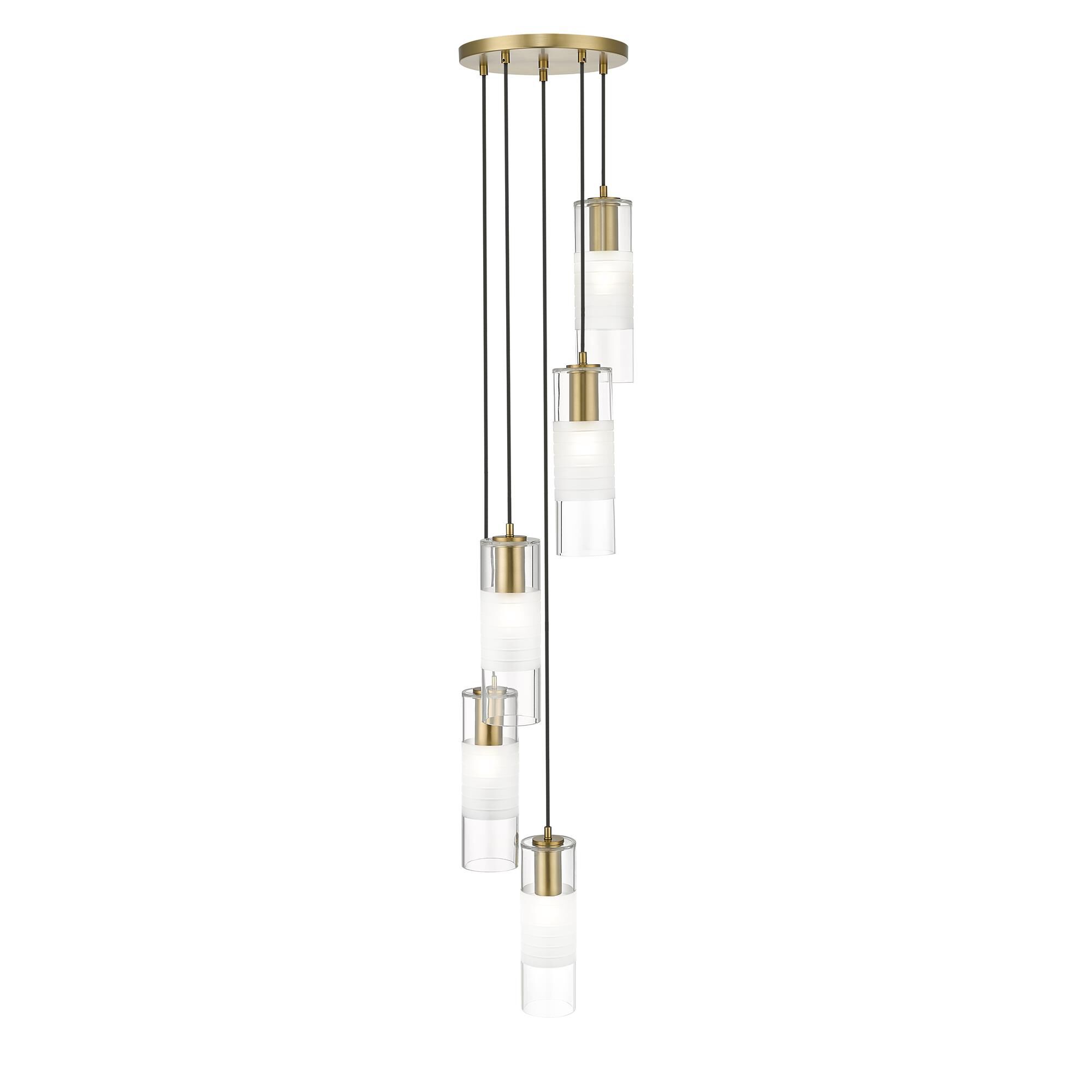 Shown in Modern Gold finish and Clear+frosted glass and Clear+frosted shade