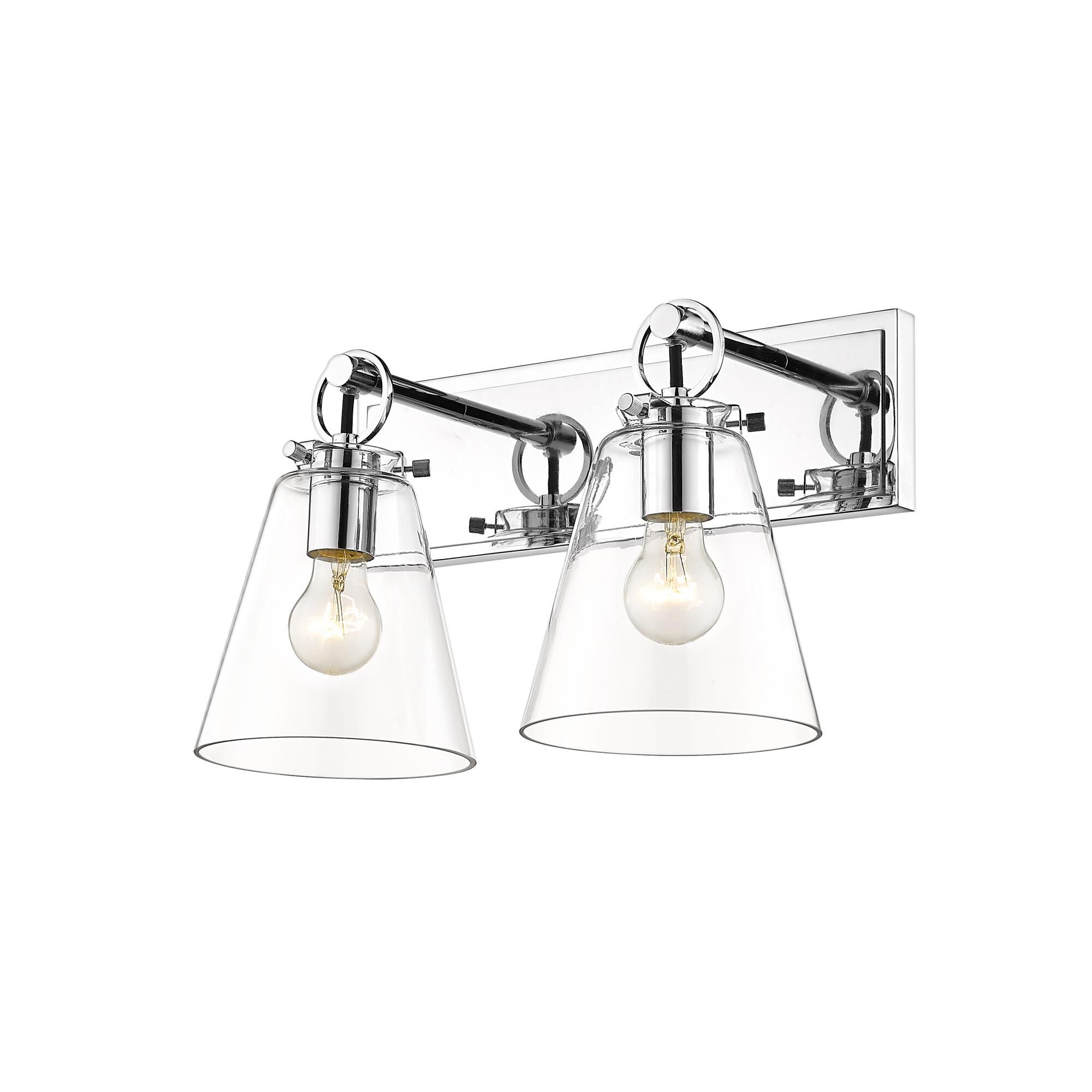 Shown in Chrome finish and Glass shade