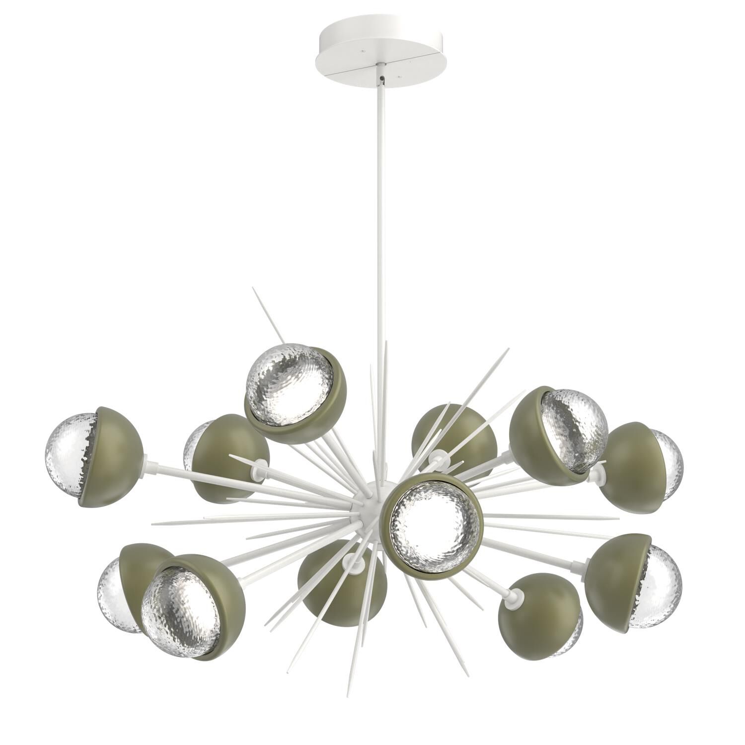 Shown in Salt White finish and Clear glass and Sage Green accent