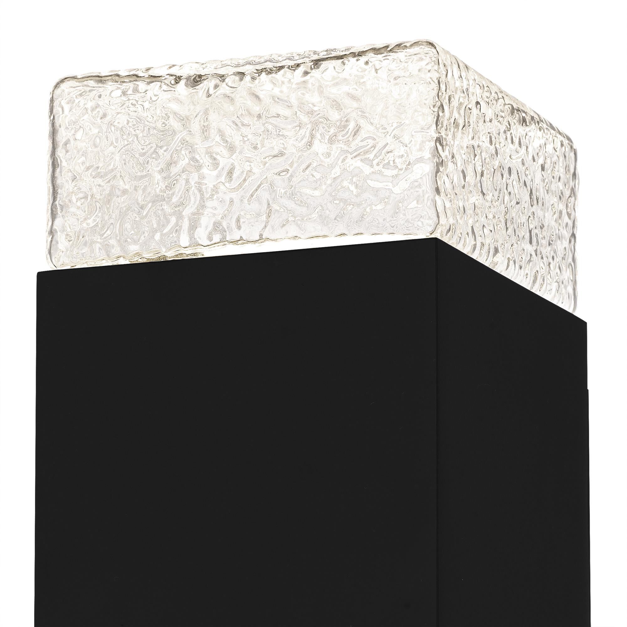 Shown in Matte Black finish and Clear Textured Glass shade
