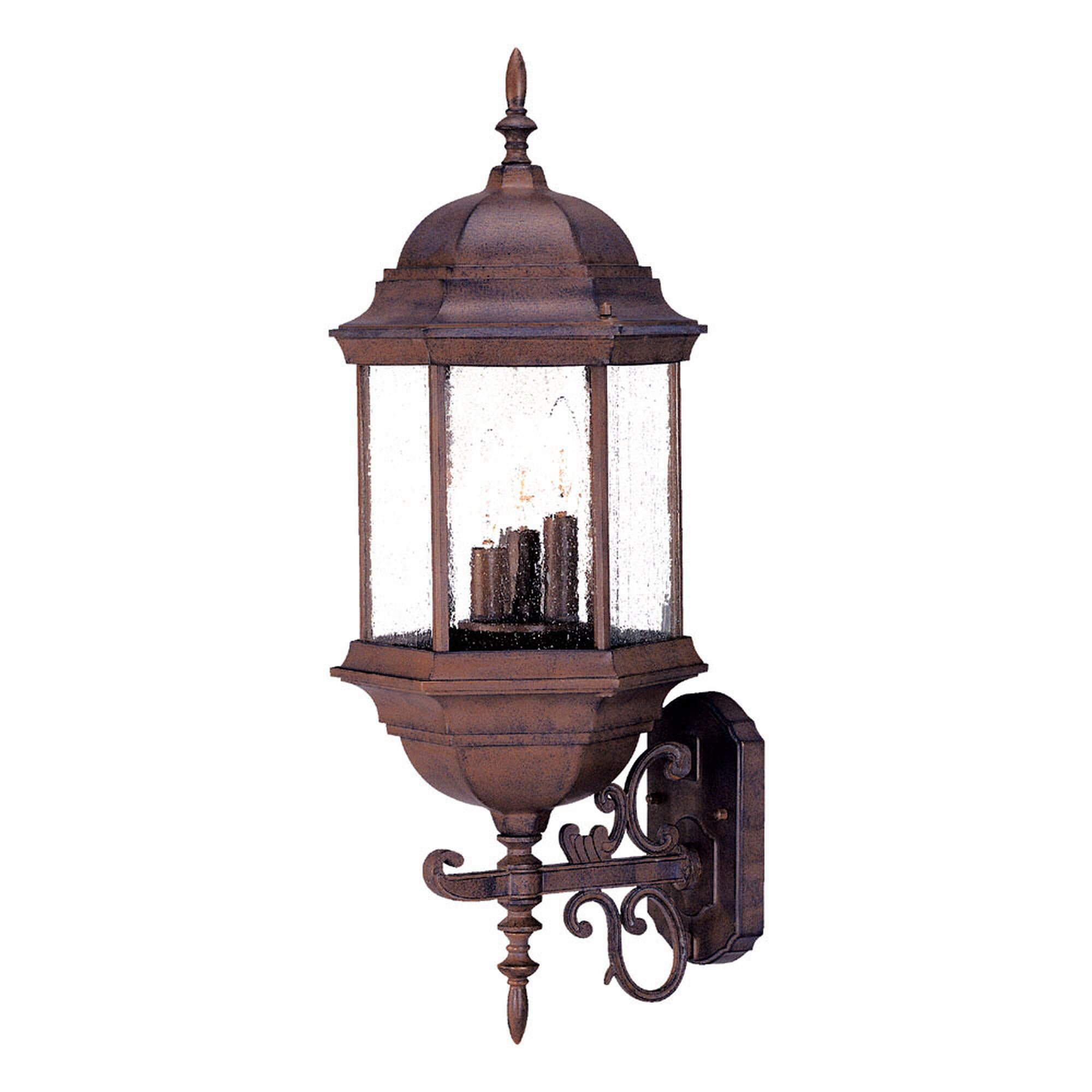 Shown in Burled Walnut finish and Clear glass and Clear Seeded Glass Panes shade