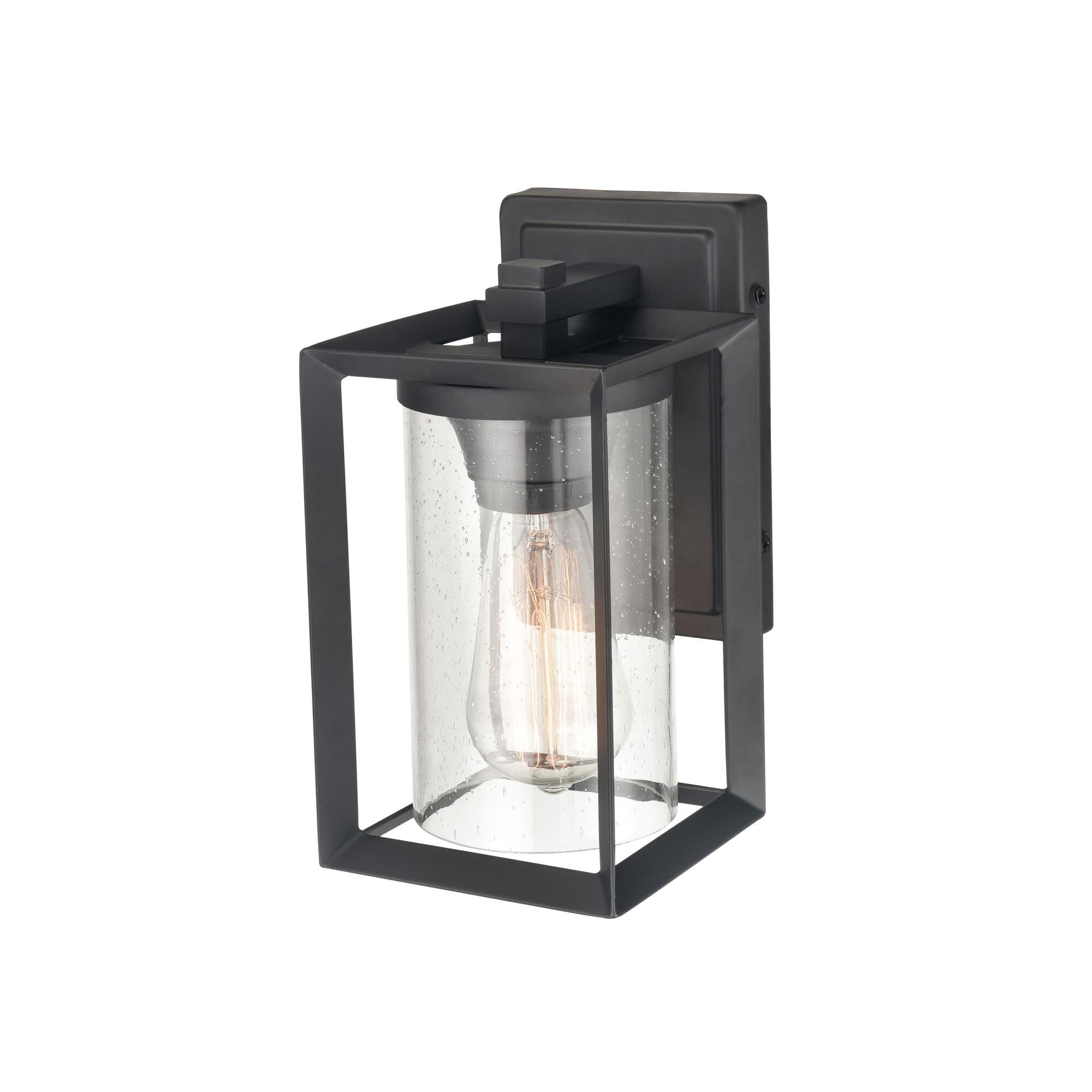 Shown in Powder Coat Black finish and Clear Seeded glass